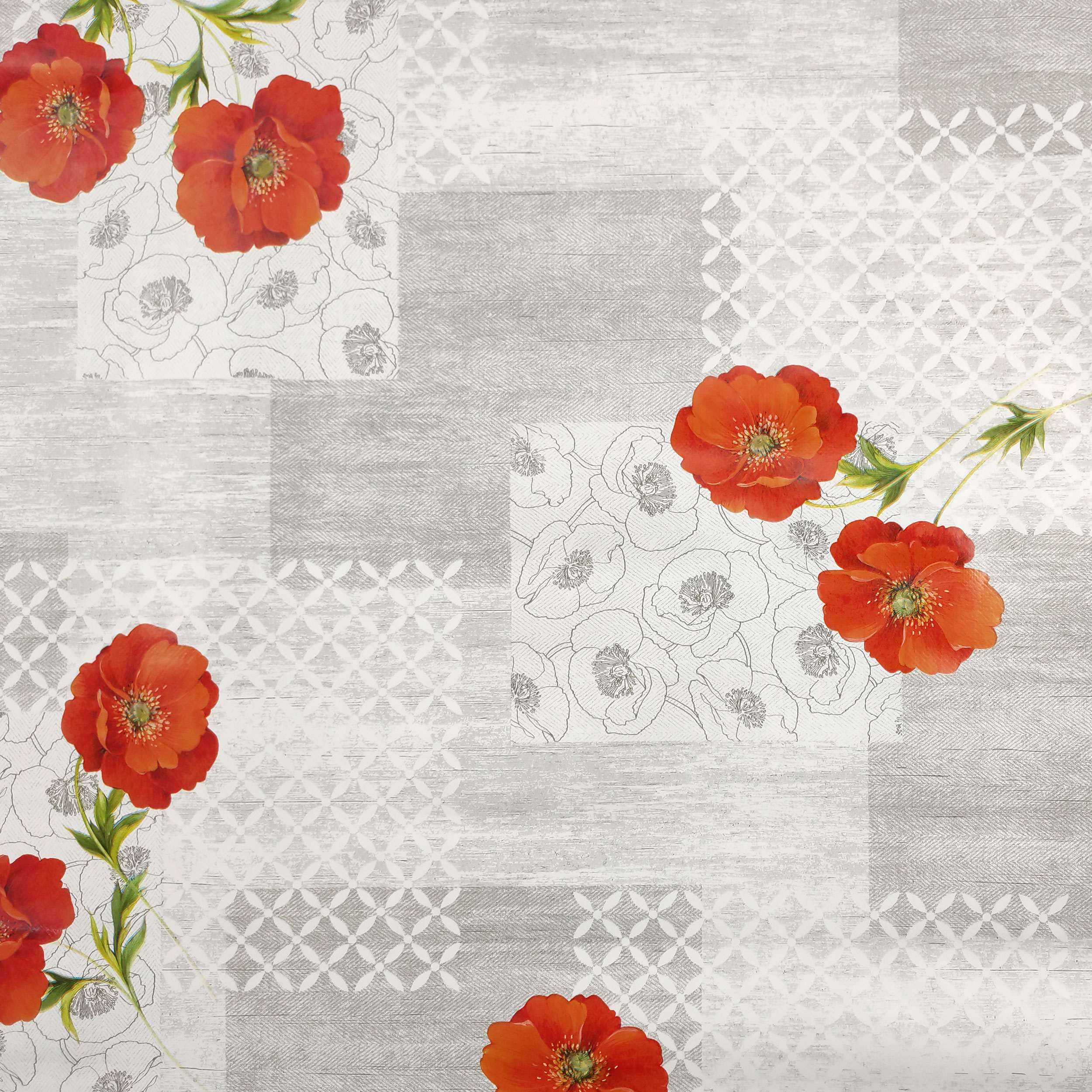 Tessuto per Tovaglia Cerata Papaveri Patchwork