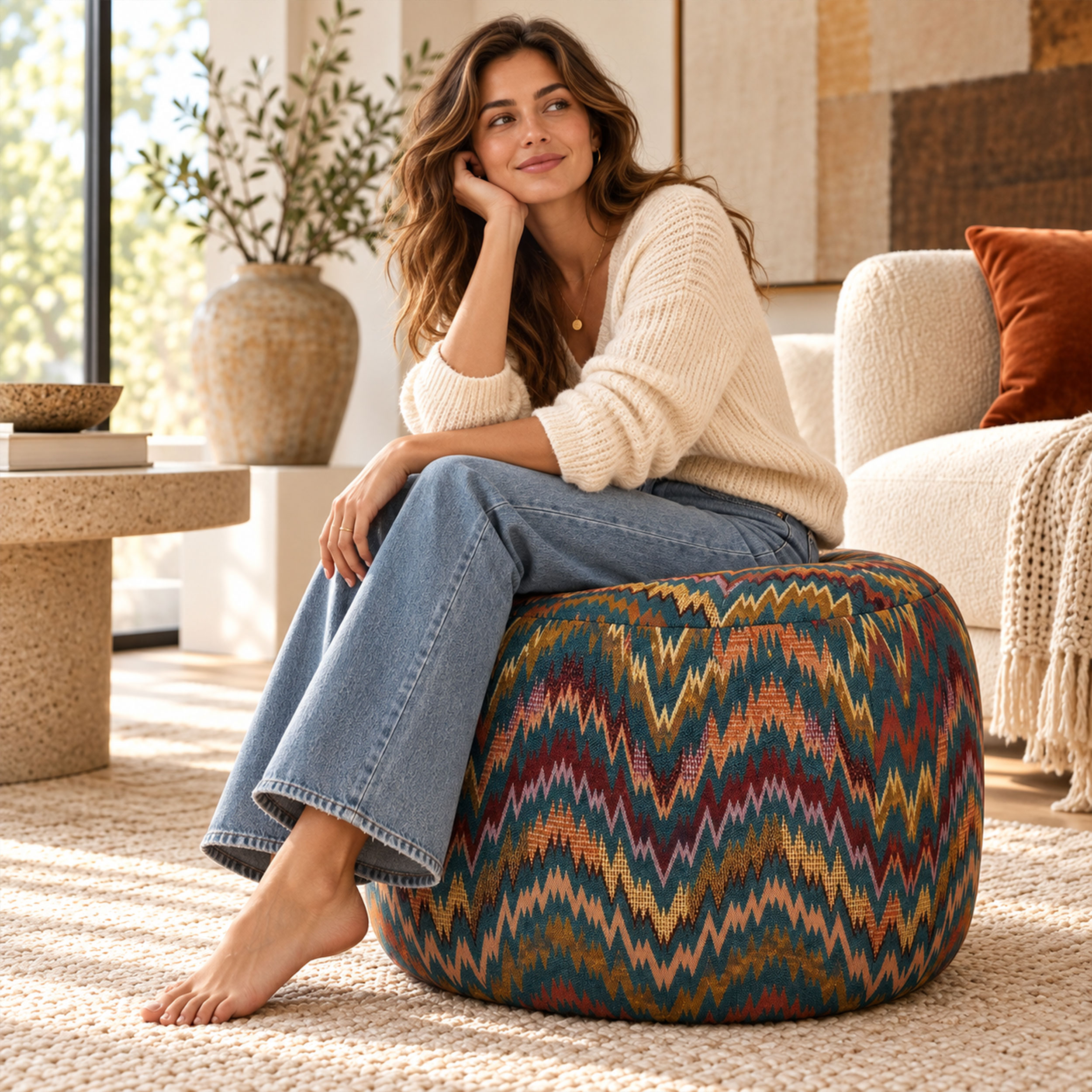 Jacquard Zig Zag Astratto Sfondo Verdone Image