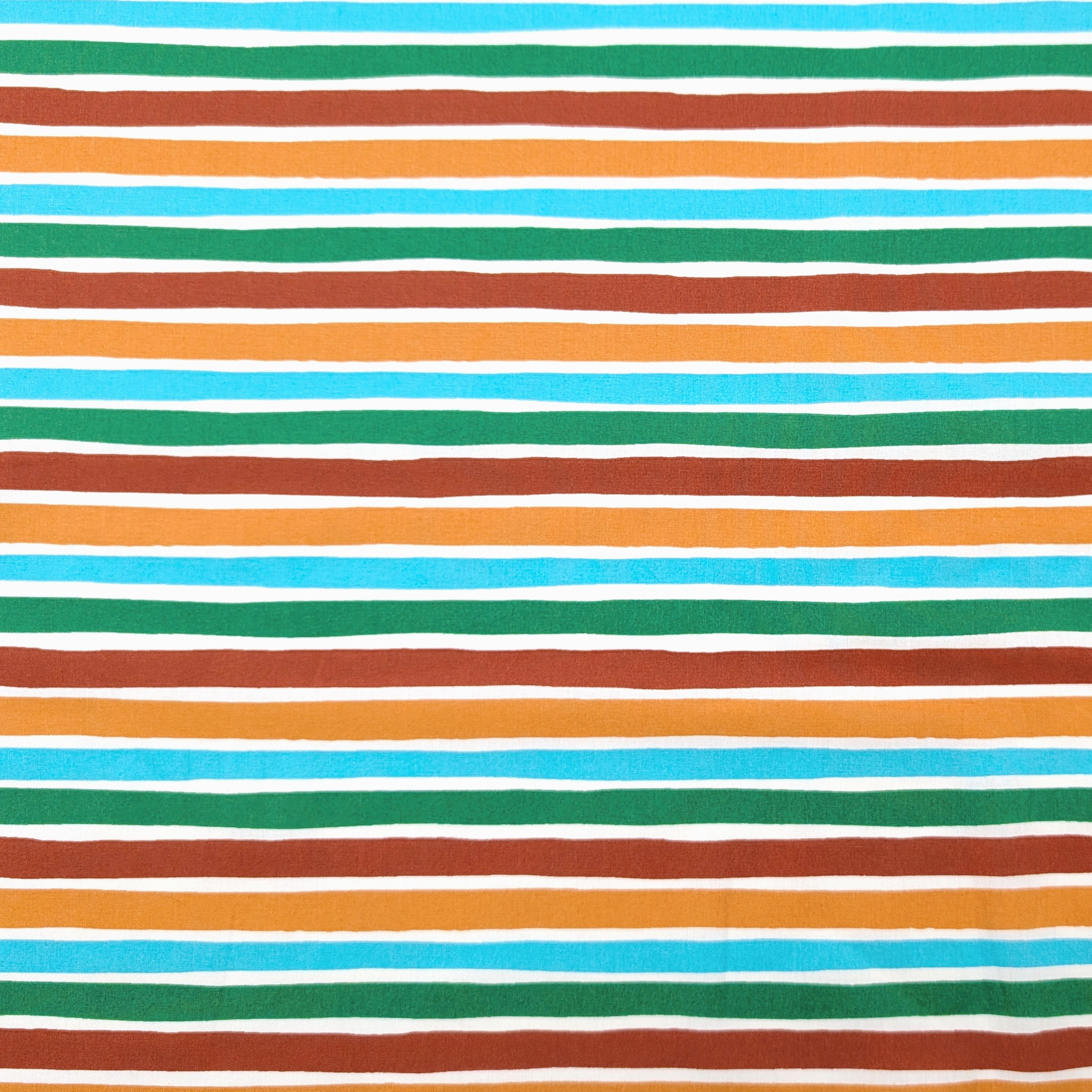 Popeline di Cotone Righe Multicolor Image