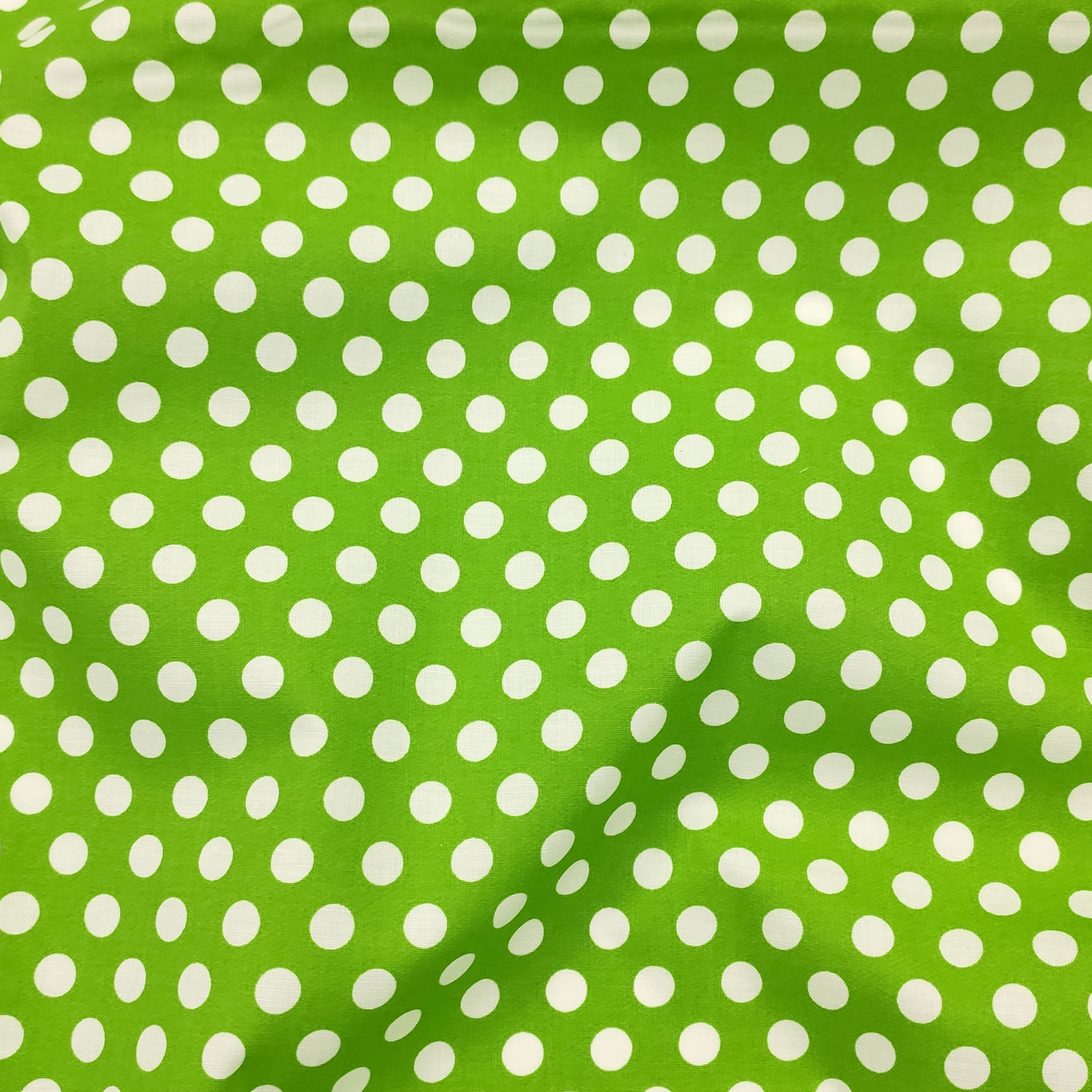 Tessuto Cotone Verde a Pois Grandi Image