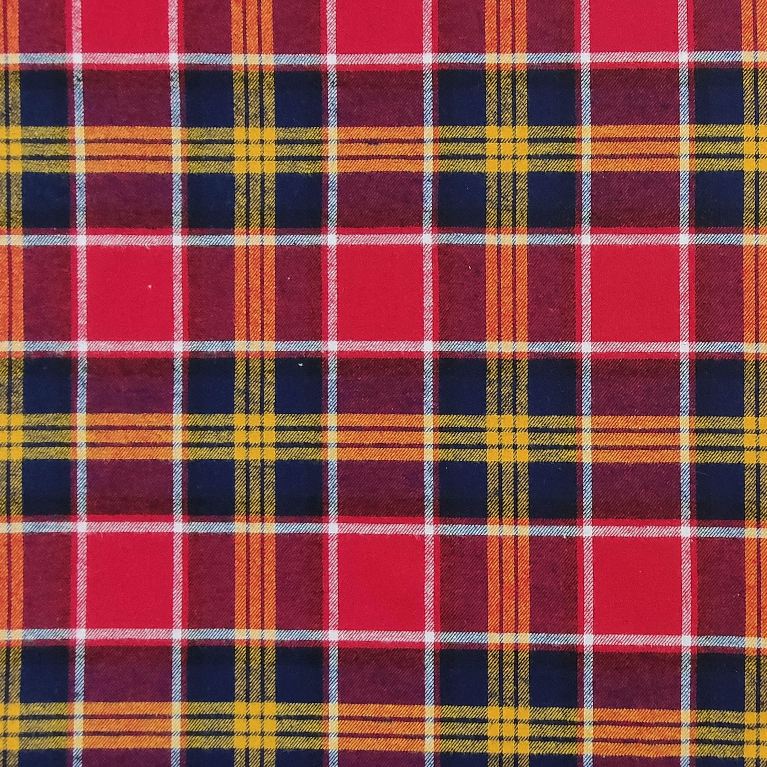 Tessuto Flanella Tartan Rosso Blu Giallo