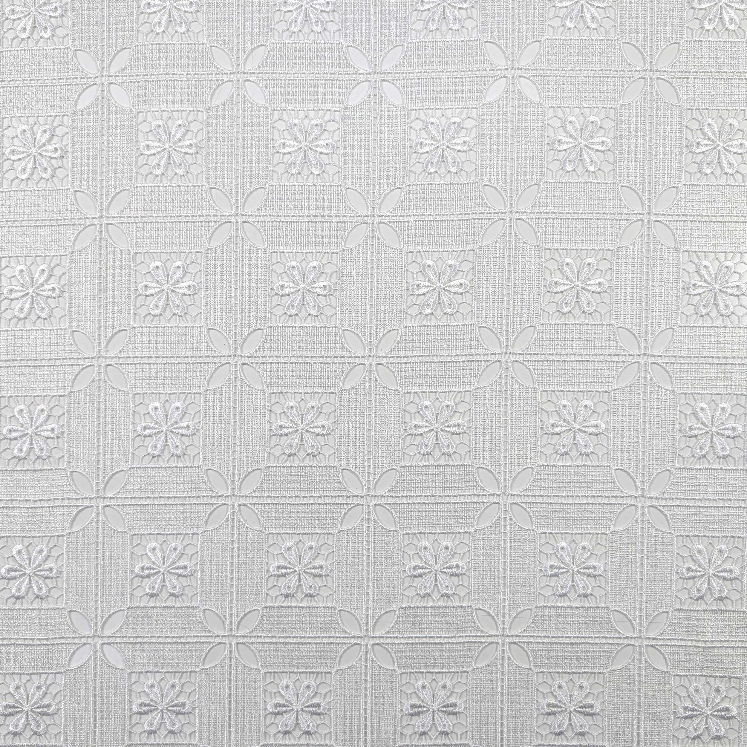 Tessuto Tendino Pizzo Modulare Fiori Bianco Image