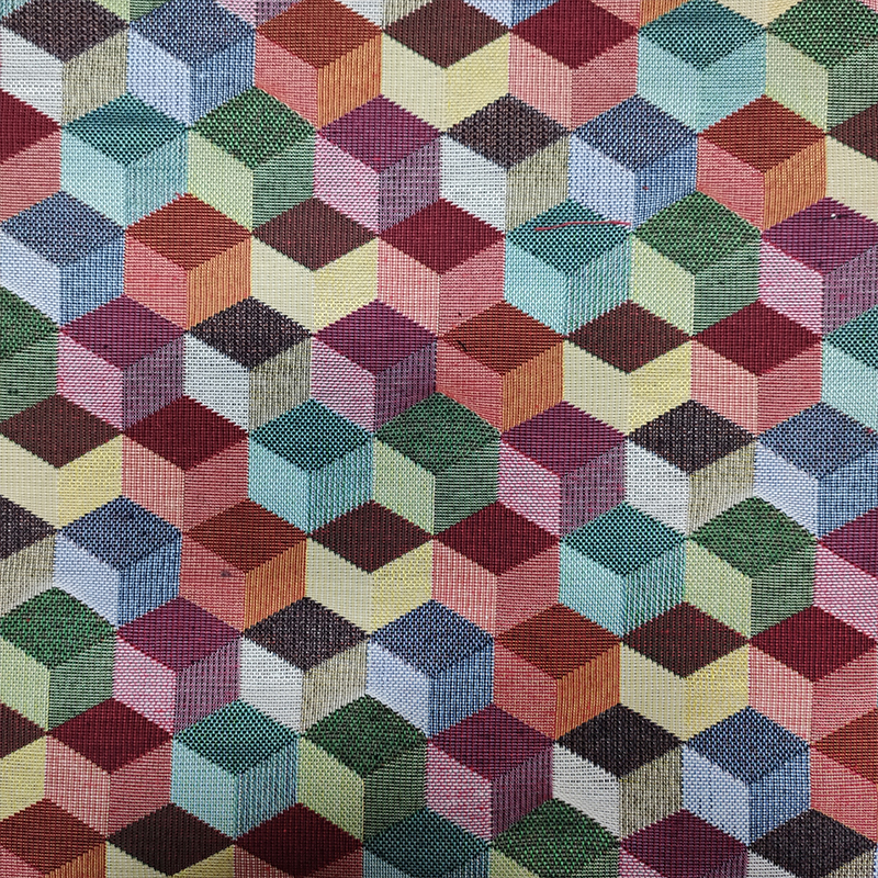Ritaglio Tessuto Gobelin Cubi Tridimensionali 50x140 cm Image