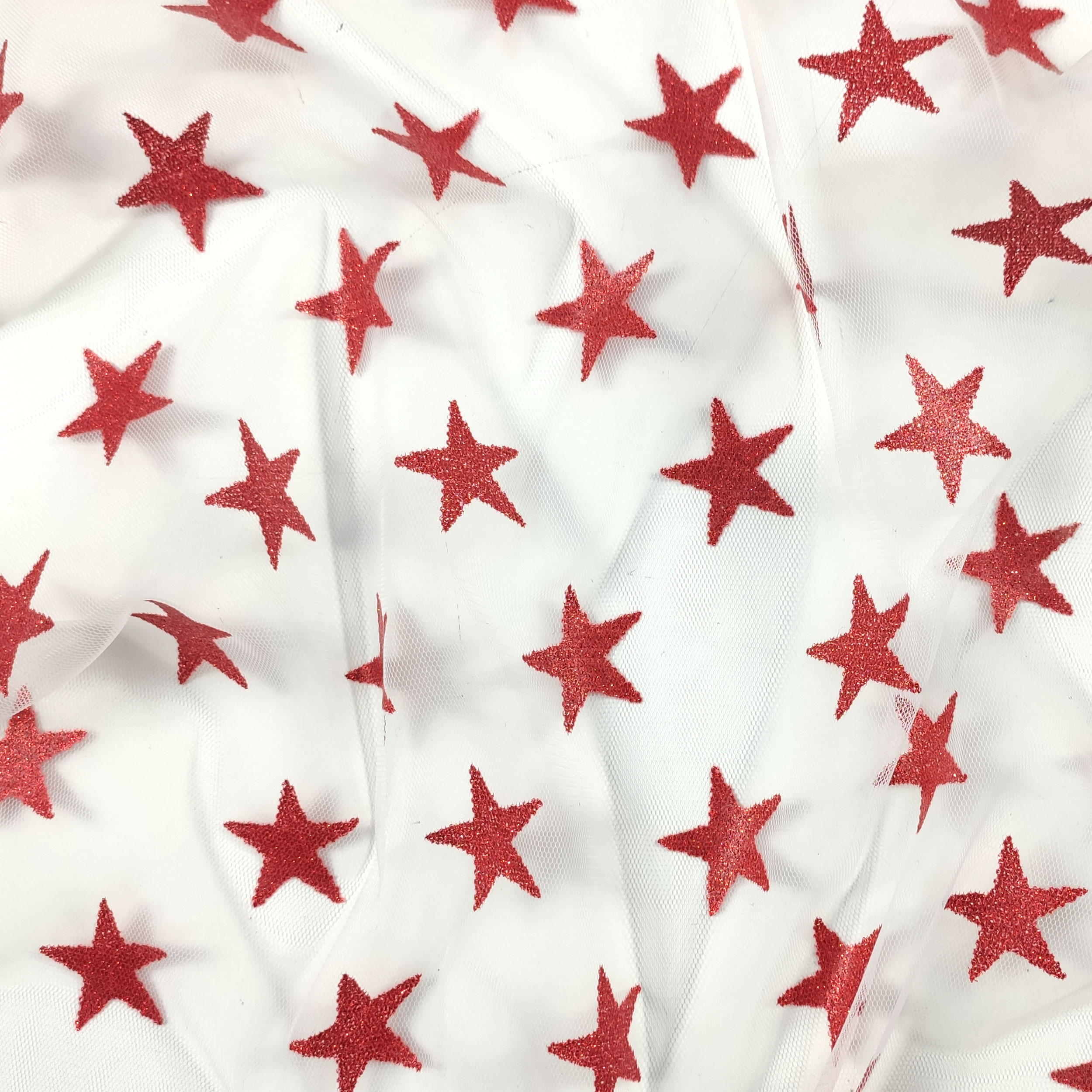 Tulle Stelle Lurex Rosso