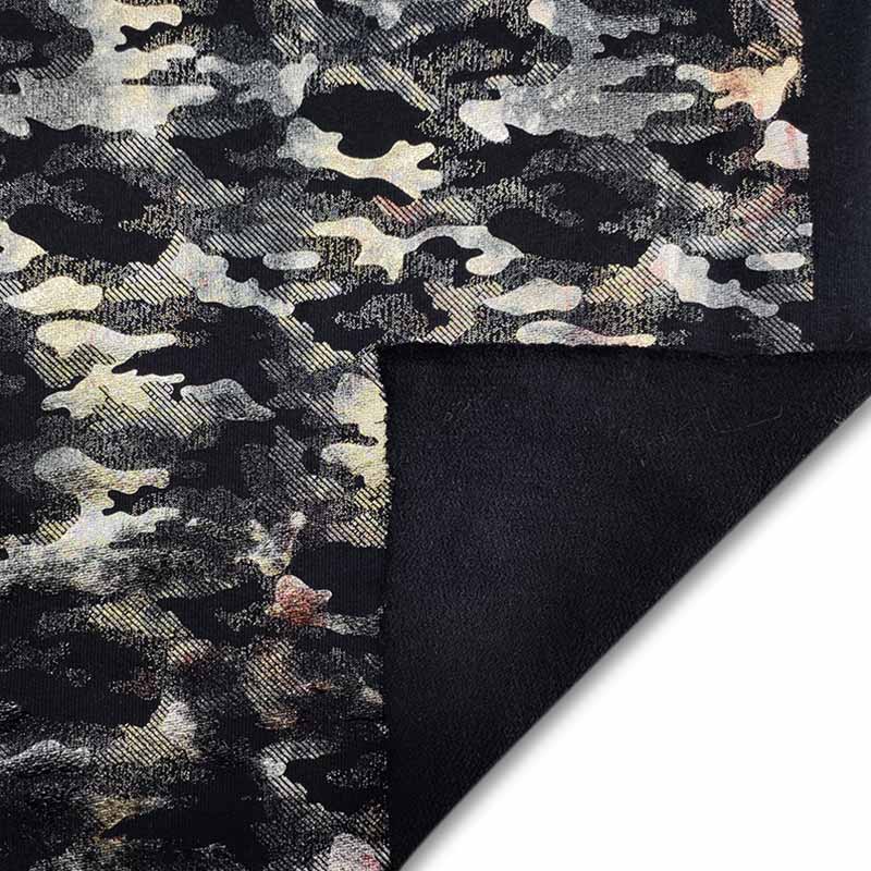 Tessuto Felpa Camouflage Effetto Metallizzato 