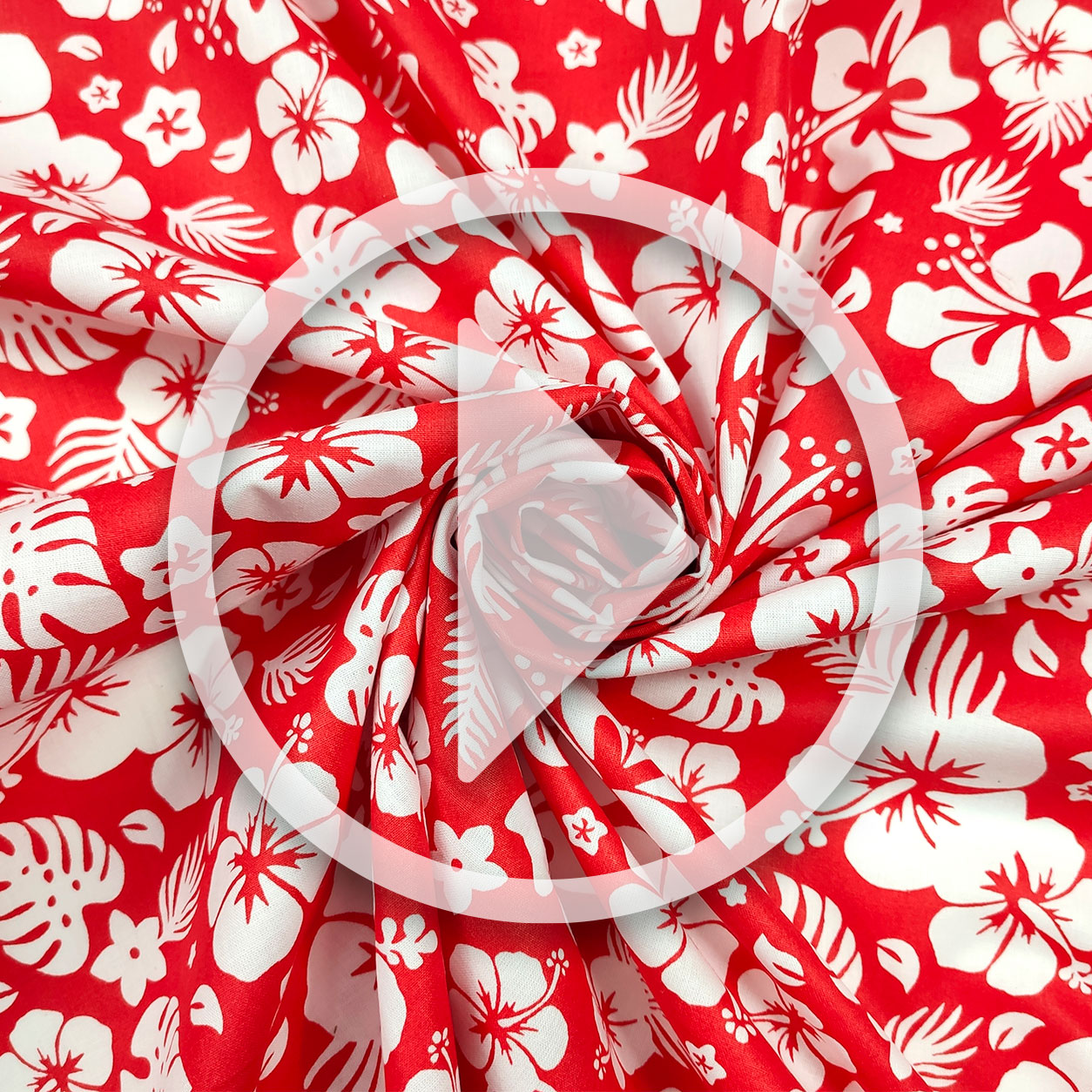 Tessuto in cotone fiori tropicali sfondo rosso video