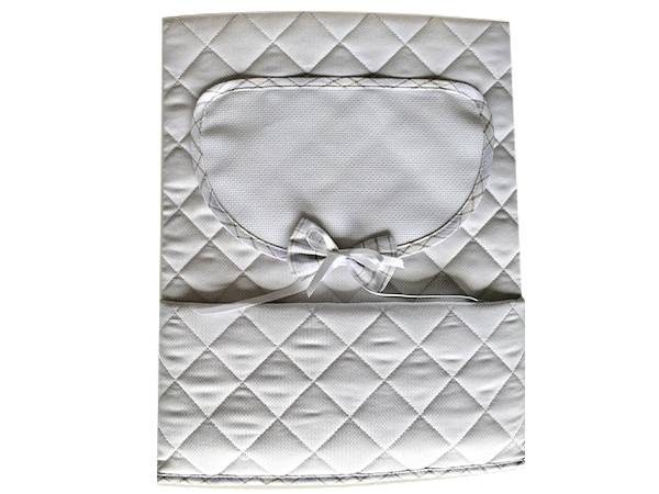 Copertina culla trapuntata con fiocco tortora