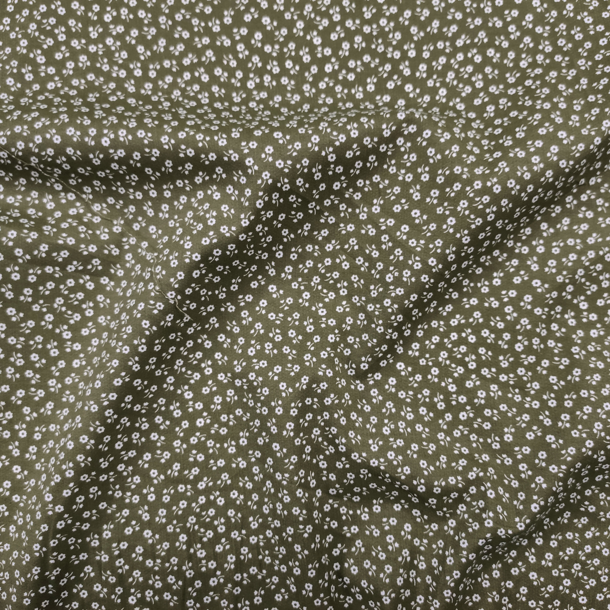 Cotone Elasticizzato Verde Fiorellini