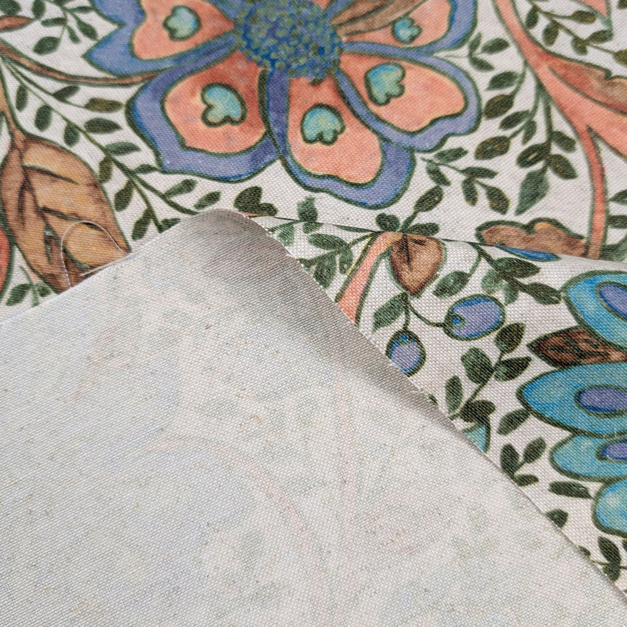 Panama Misto Lino Fiori Blu H 280 cm Image