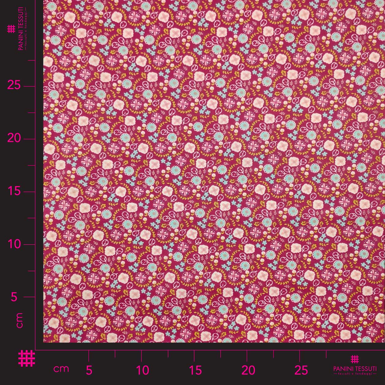 Cotone fantasia fiorellini sfondo fuxia