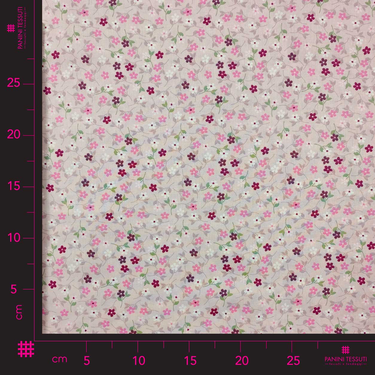 Cotone fiori fuxia sfondo rosa