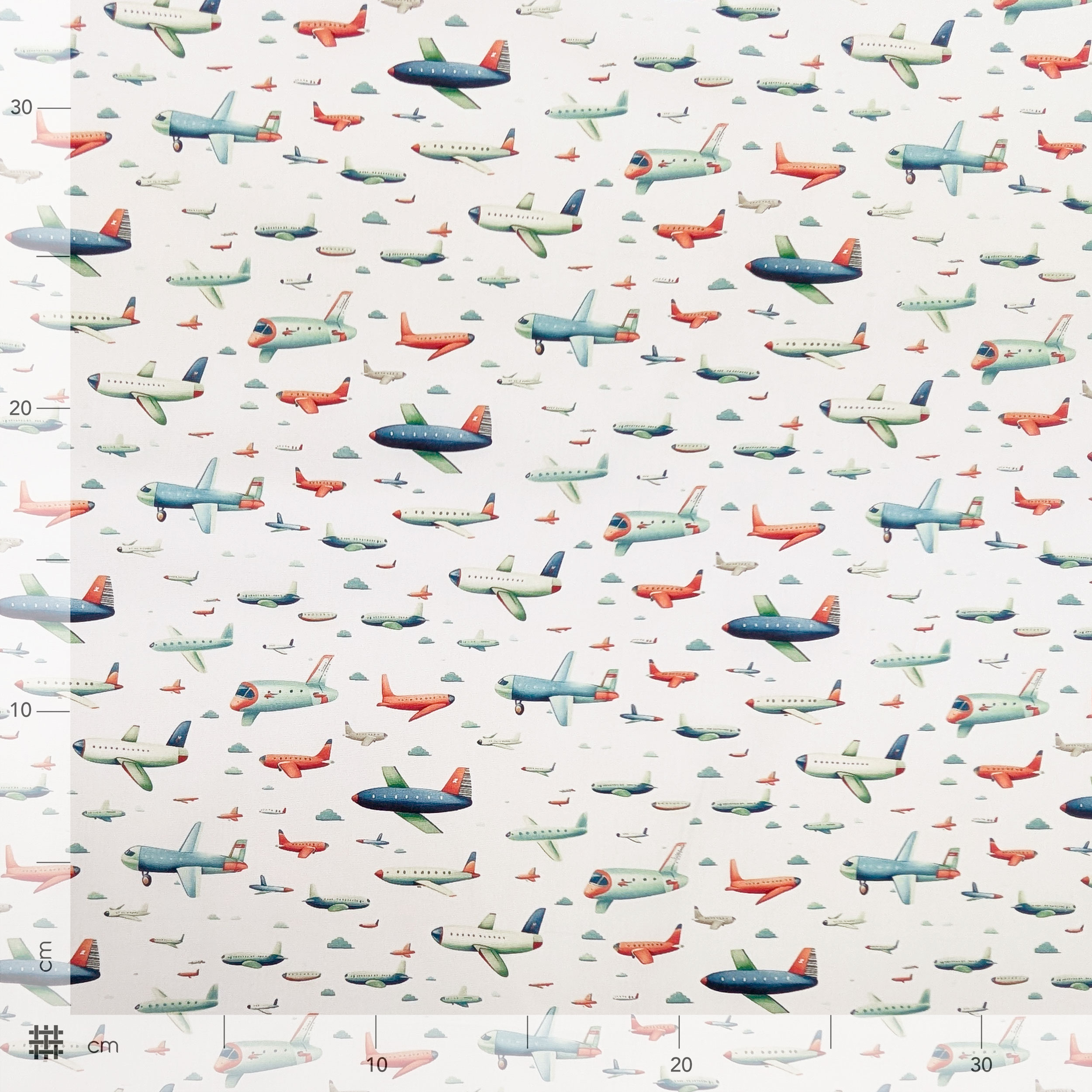 Popeline Cotone Aeroplani Sfondo Bianco Image