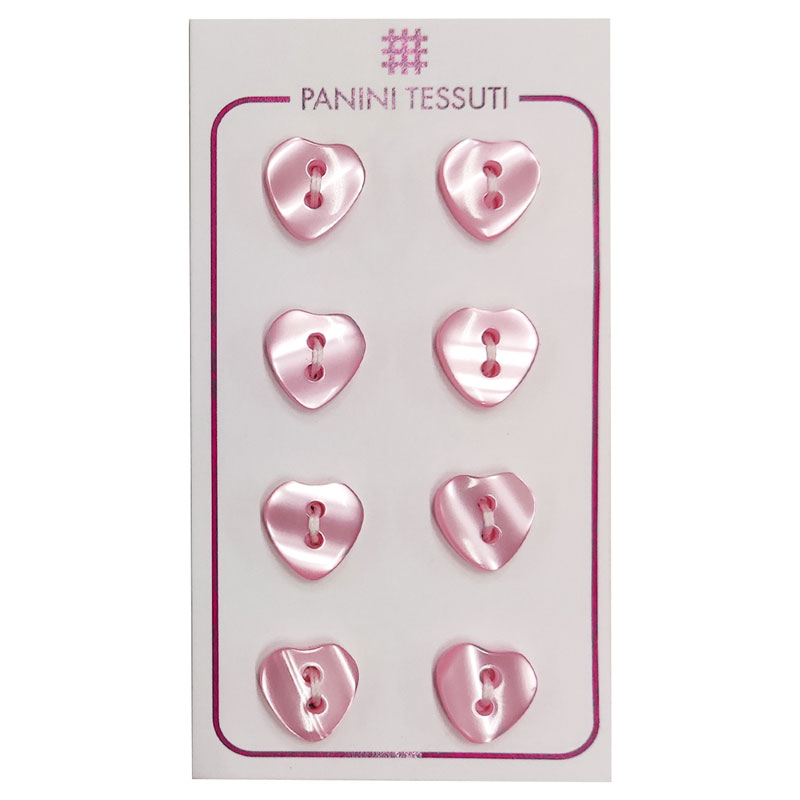Bottoni Cuore Colore Rosa 8 Pezzi - Lin 20