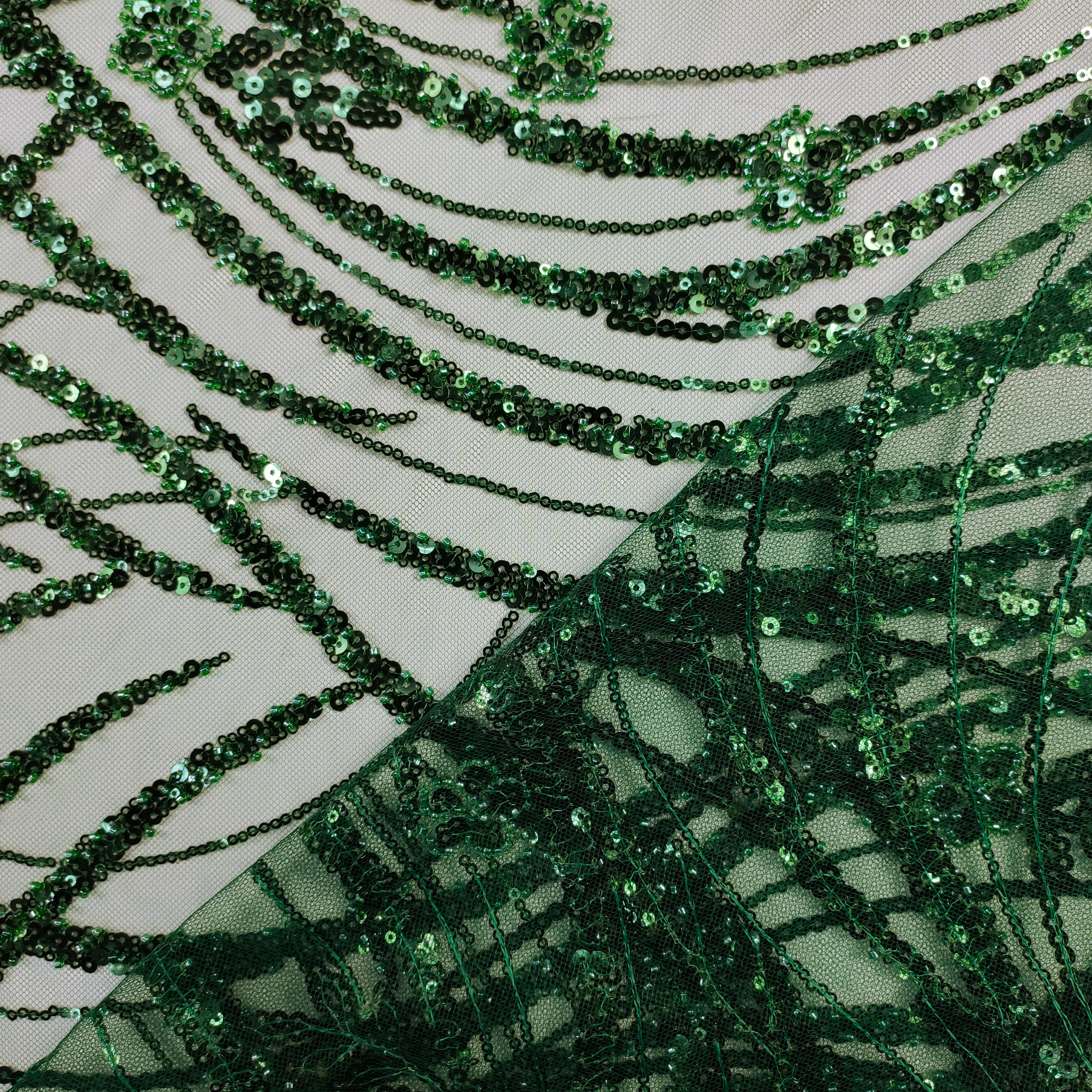 Tulle Ricamato Paillettes Moda Verde