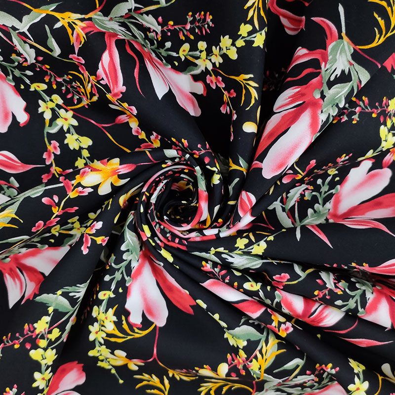 Tessuto Cotone Elasticizzato Floreale Romantica