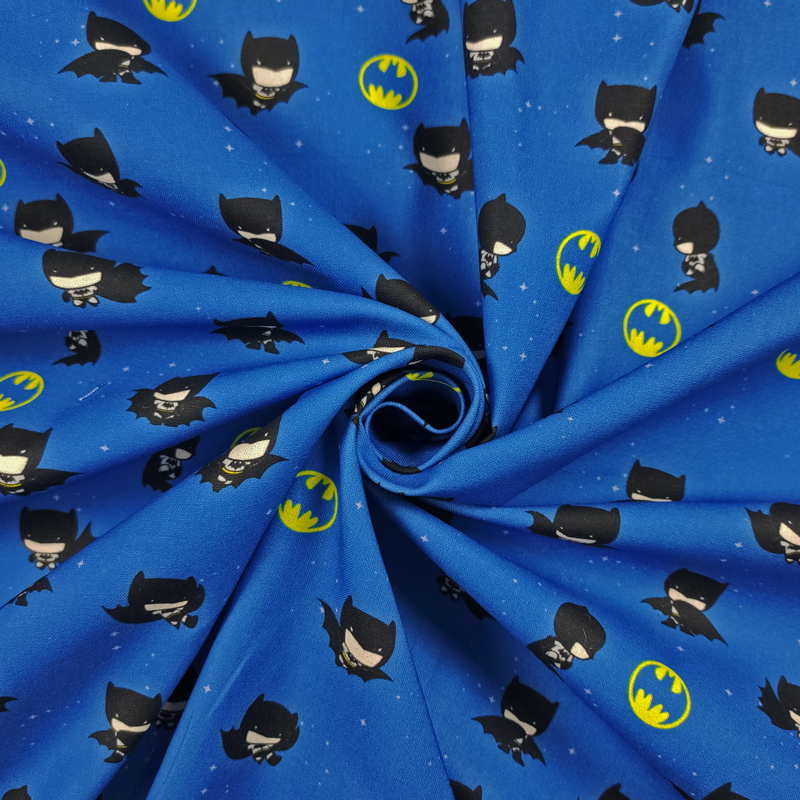 Ritaglio Tessuto Cotone Baby Batman con Logo 50x140 cm