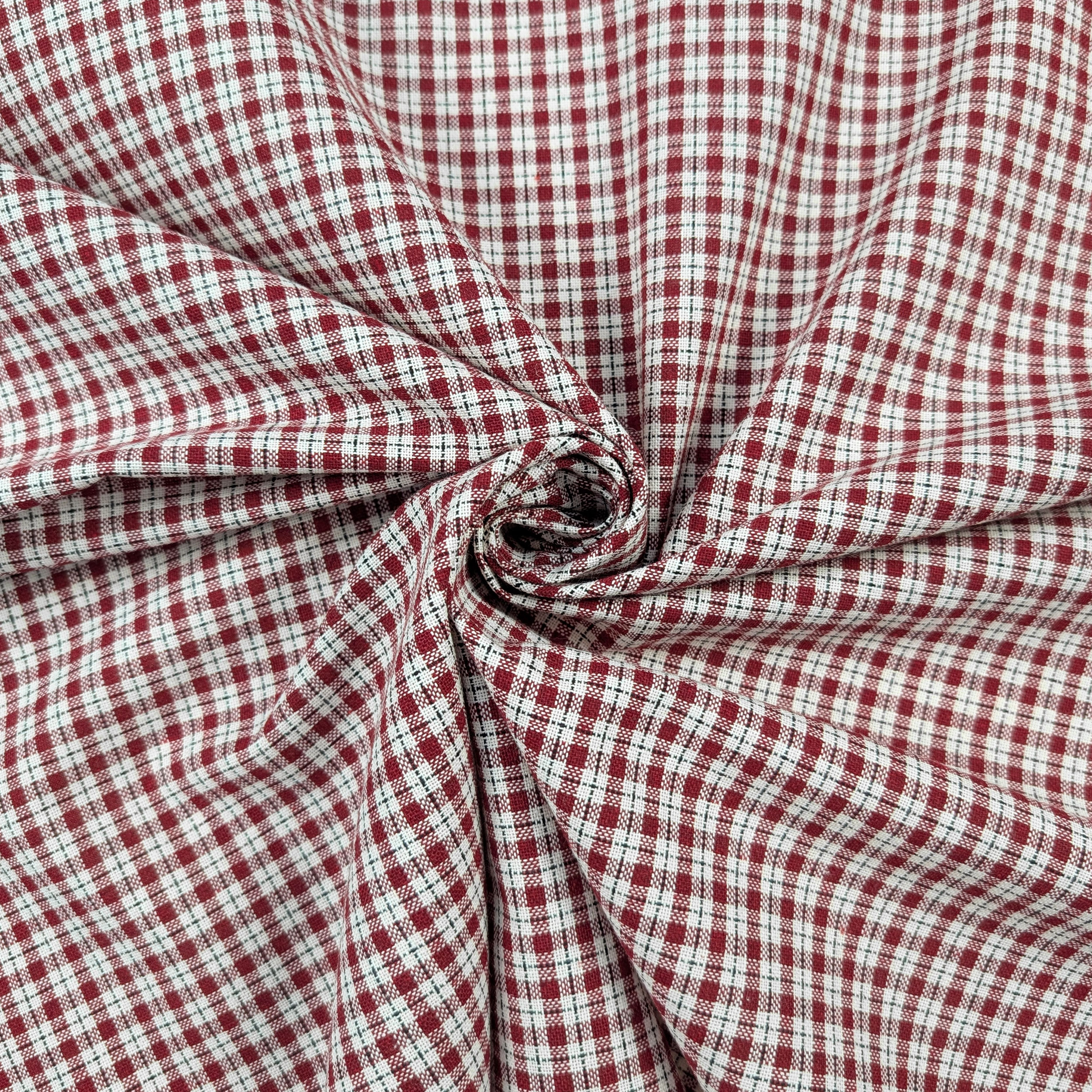 Tessuto Tinto In Filo Mini Quadretti Bordeaux Image
