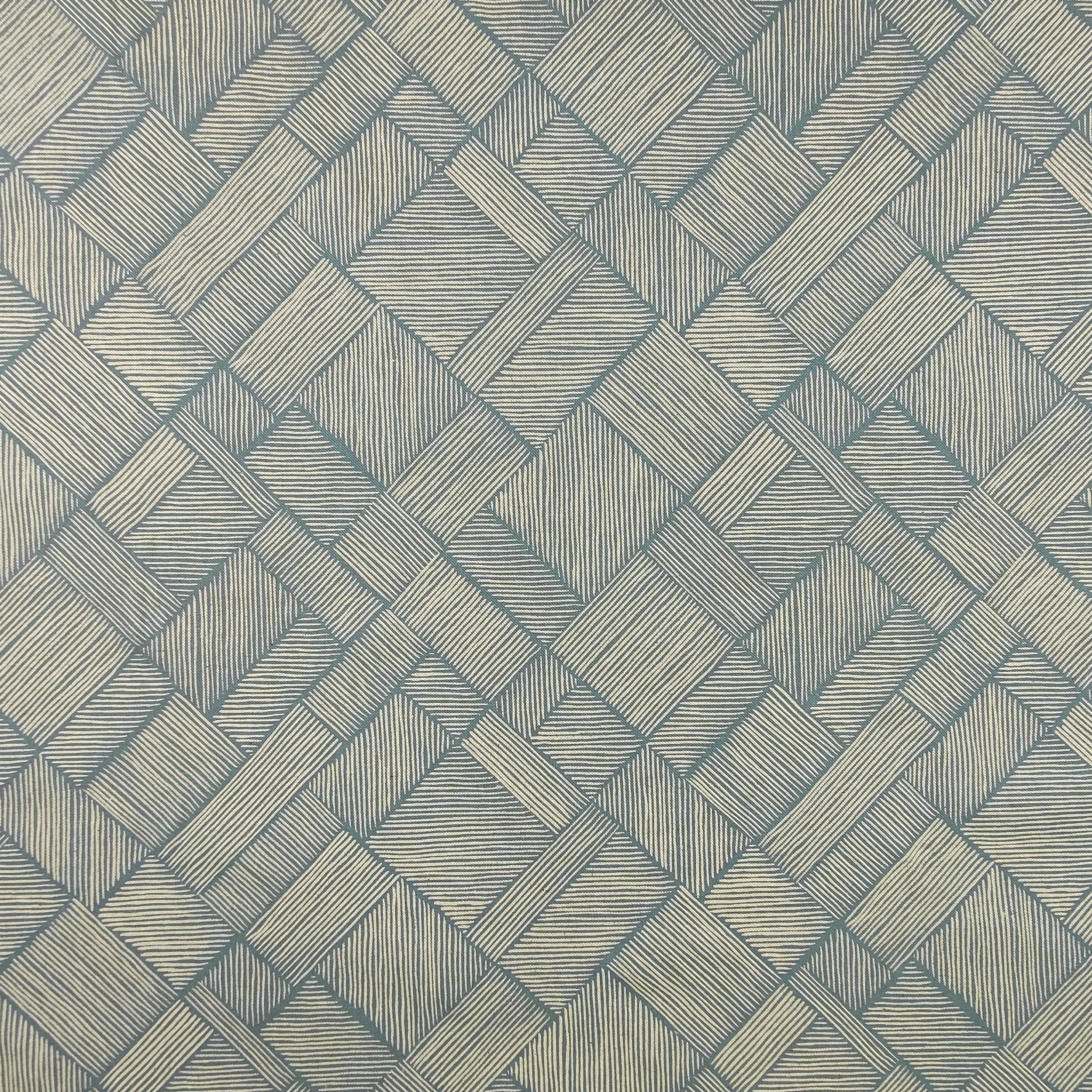 Ritaglio Tessuto Panama Geometria Sfondo Petrolio 50x140 cm