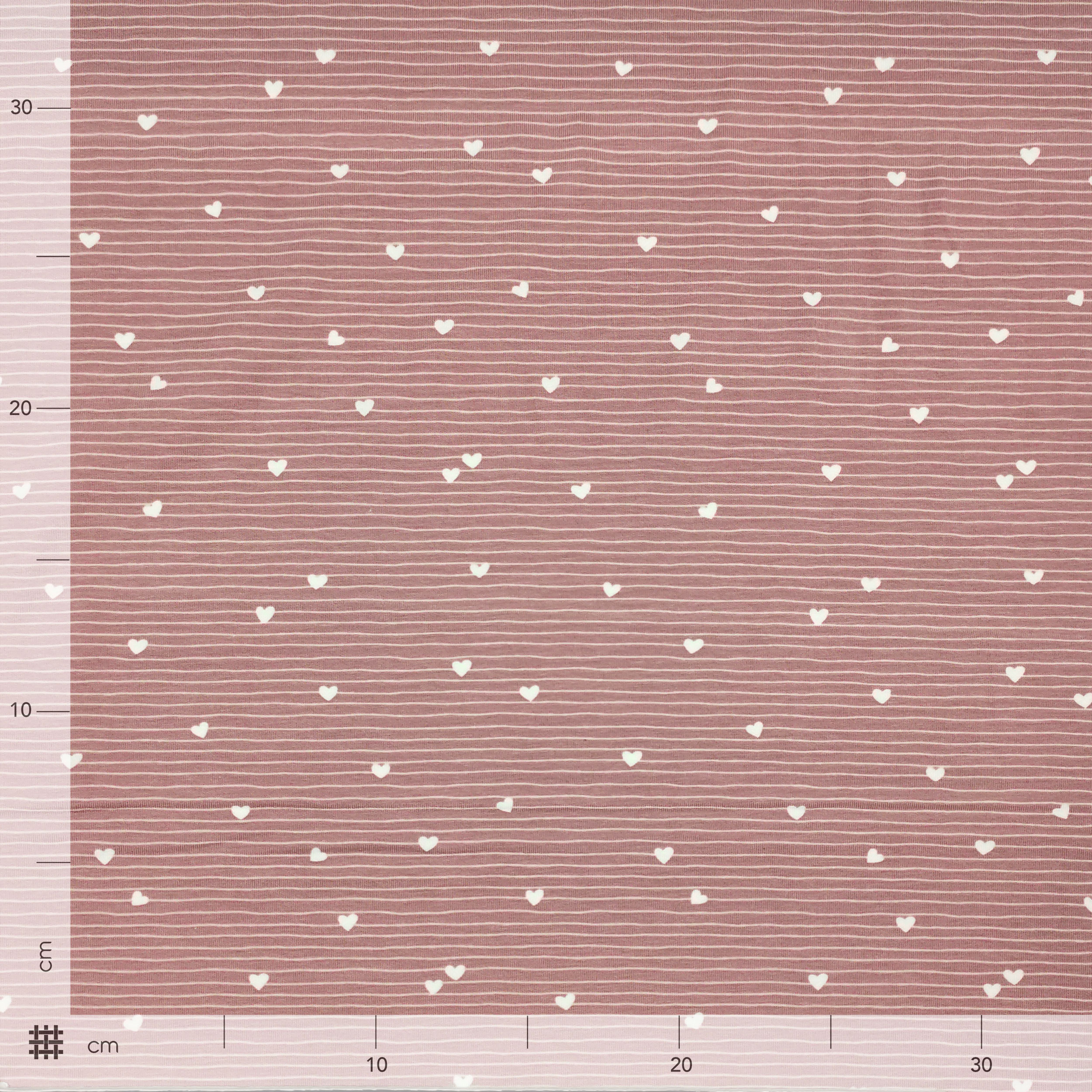 Maglina Cotone Cuoricini e Righe Sfondo Rosa Antico Image
