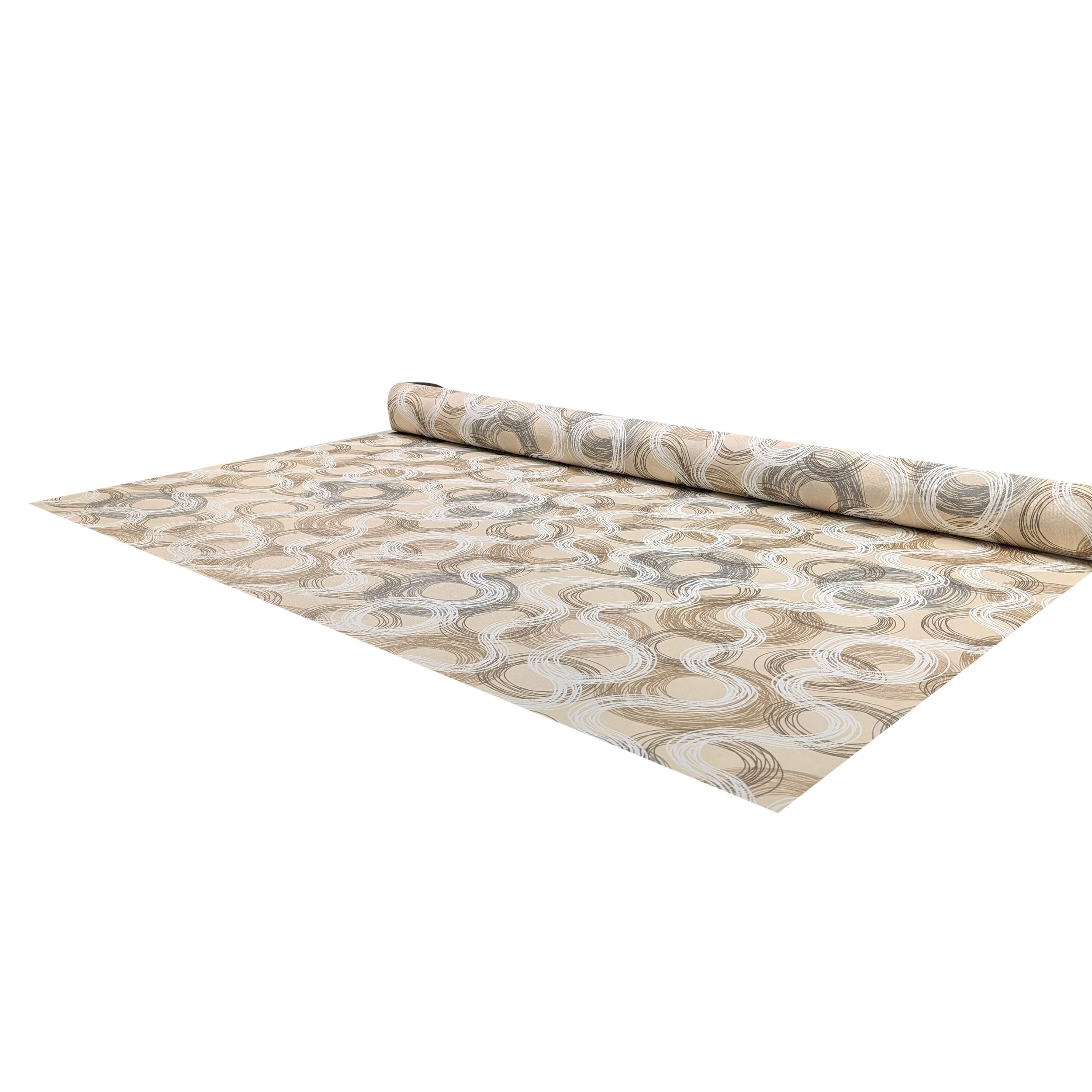 Tessuto per Tovaglia Resinata Cerchi Astratti Beige Image