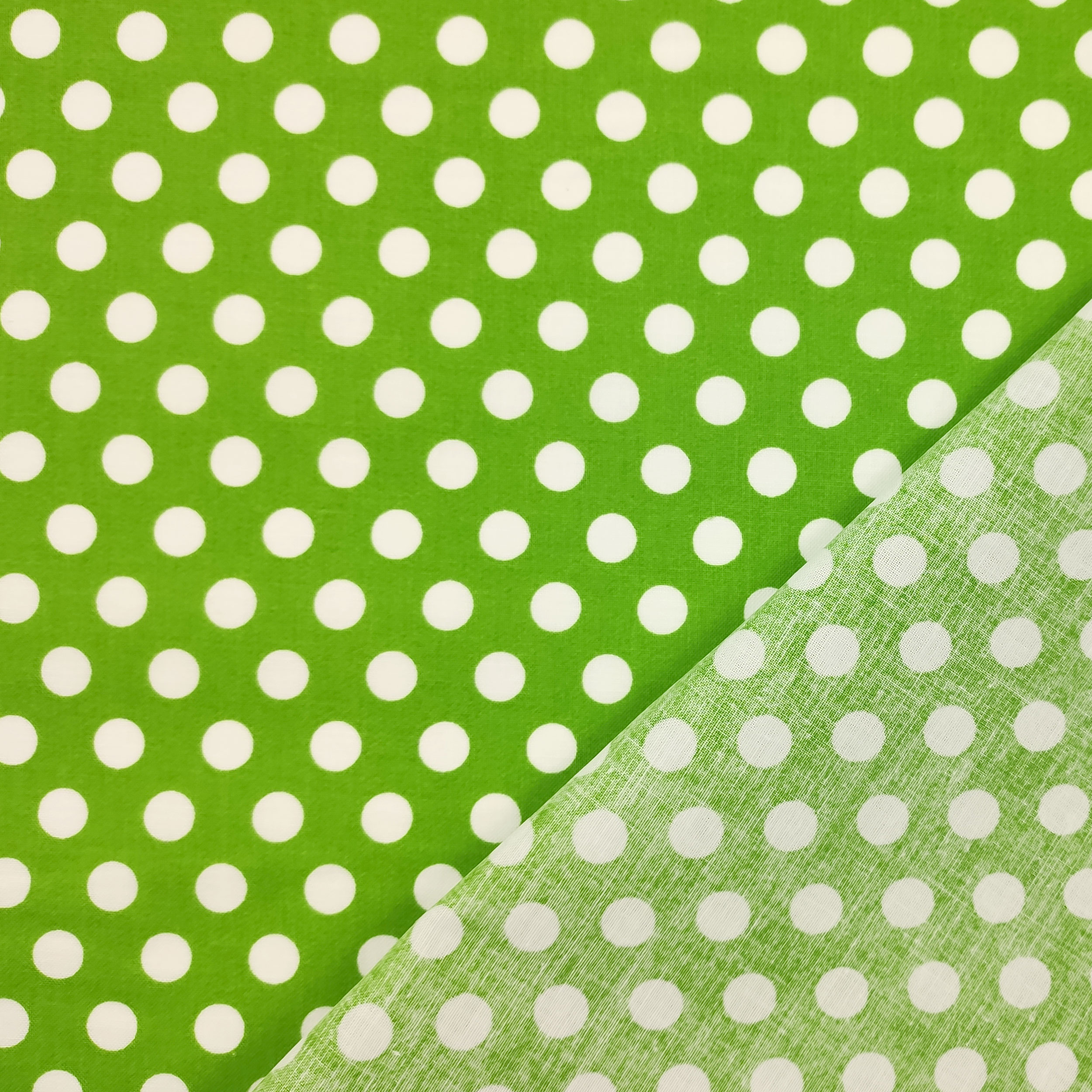 Tessuto Cotone Verde a Pois Grandi Image