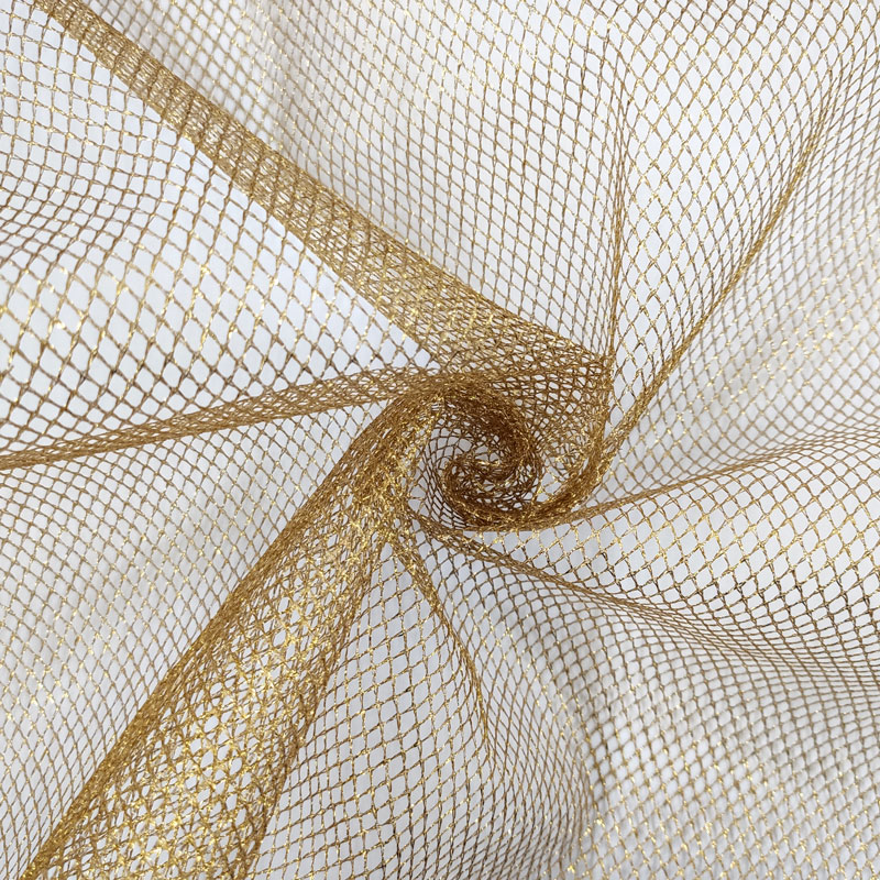 Tessuto Rete Lurex Oro
