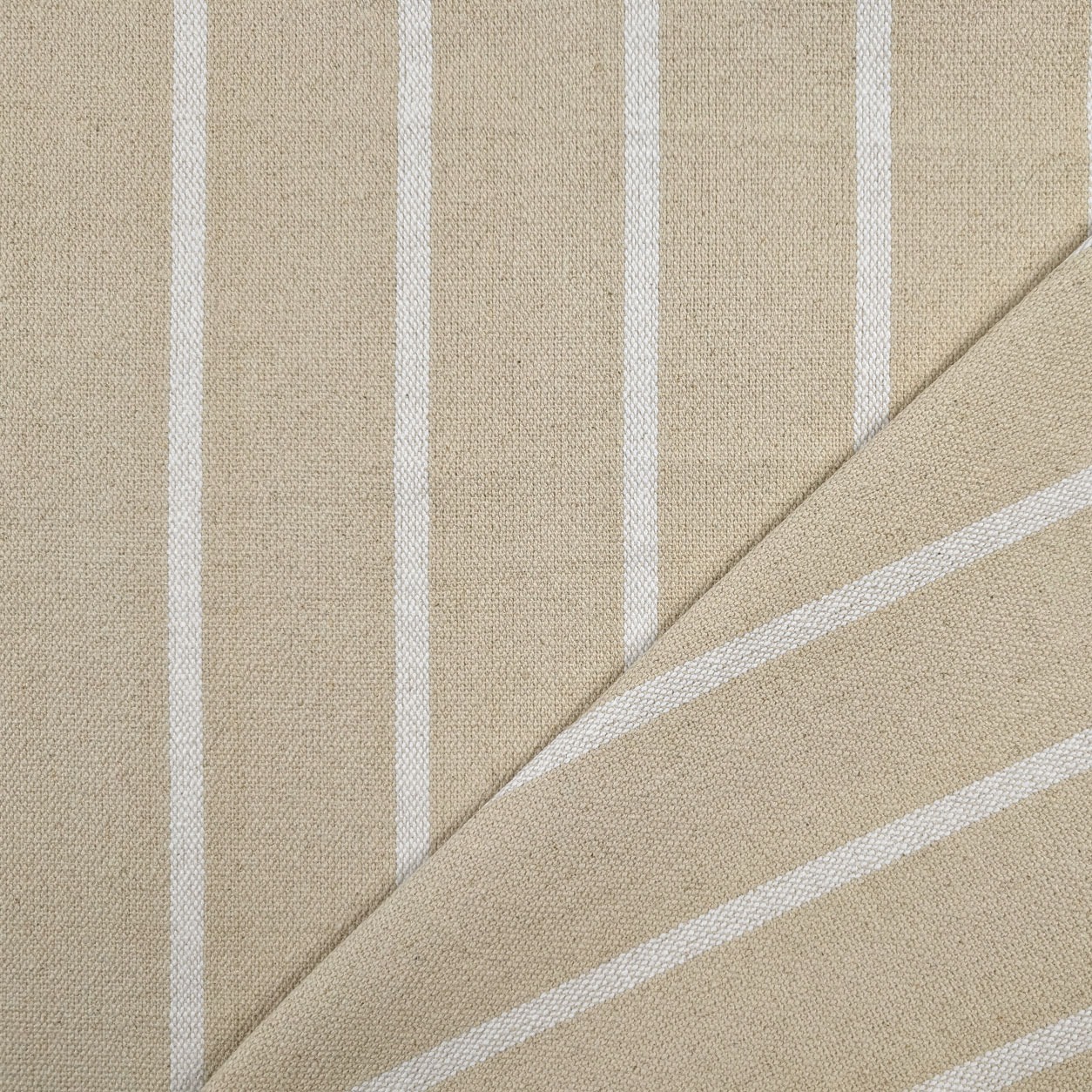Cotone Lino Natural Righe Bianche Arredo Image