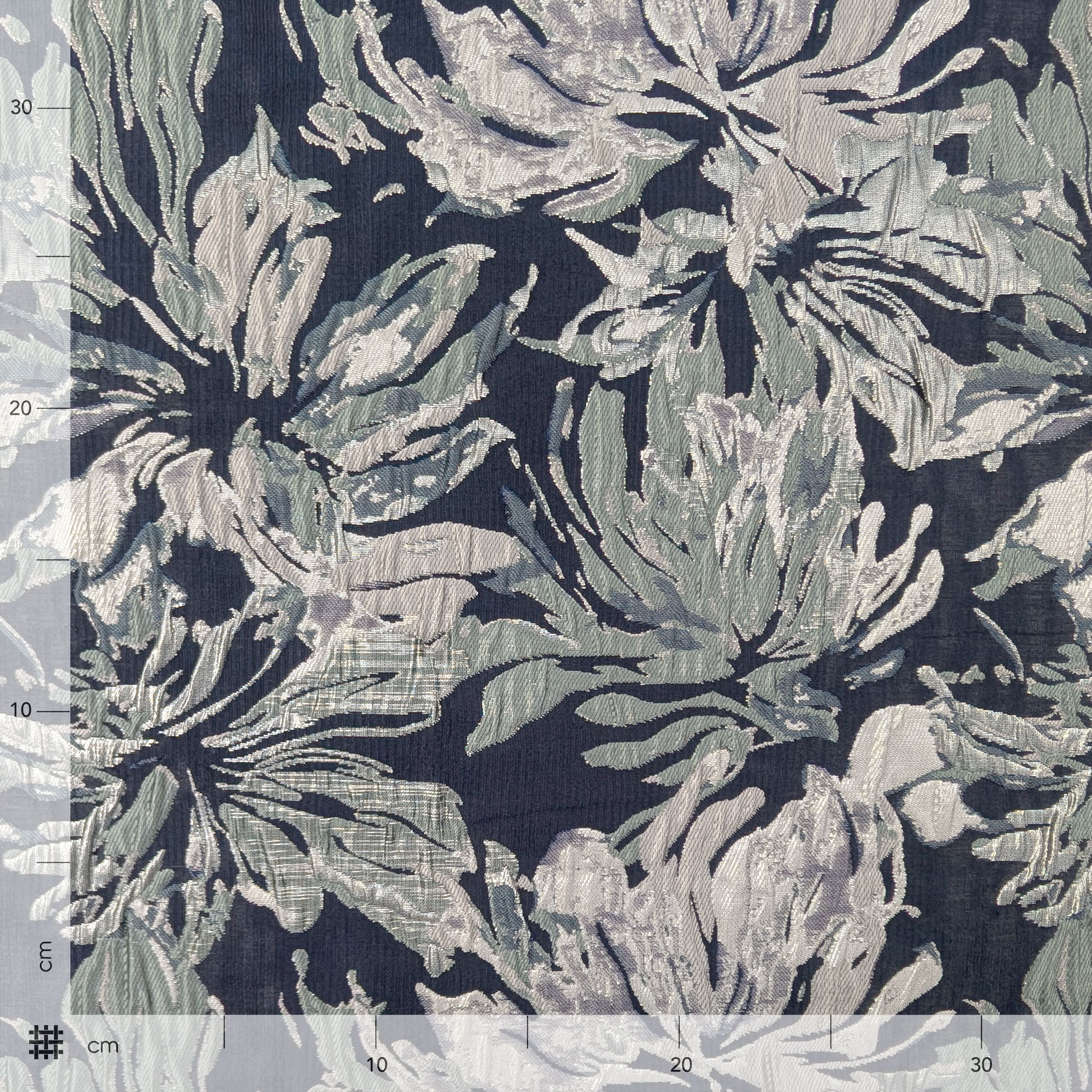 Broccato Moda Fantasia Floreale Blu Scuro Lurex Image