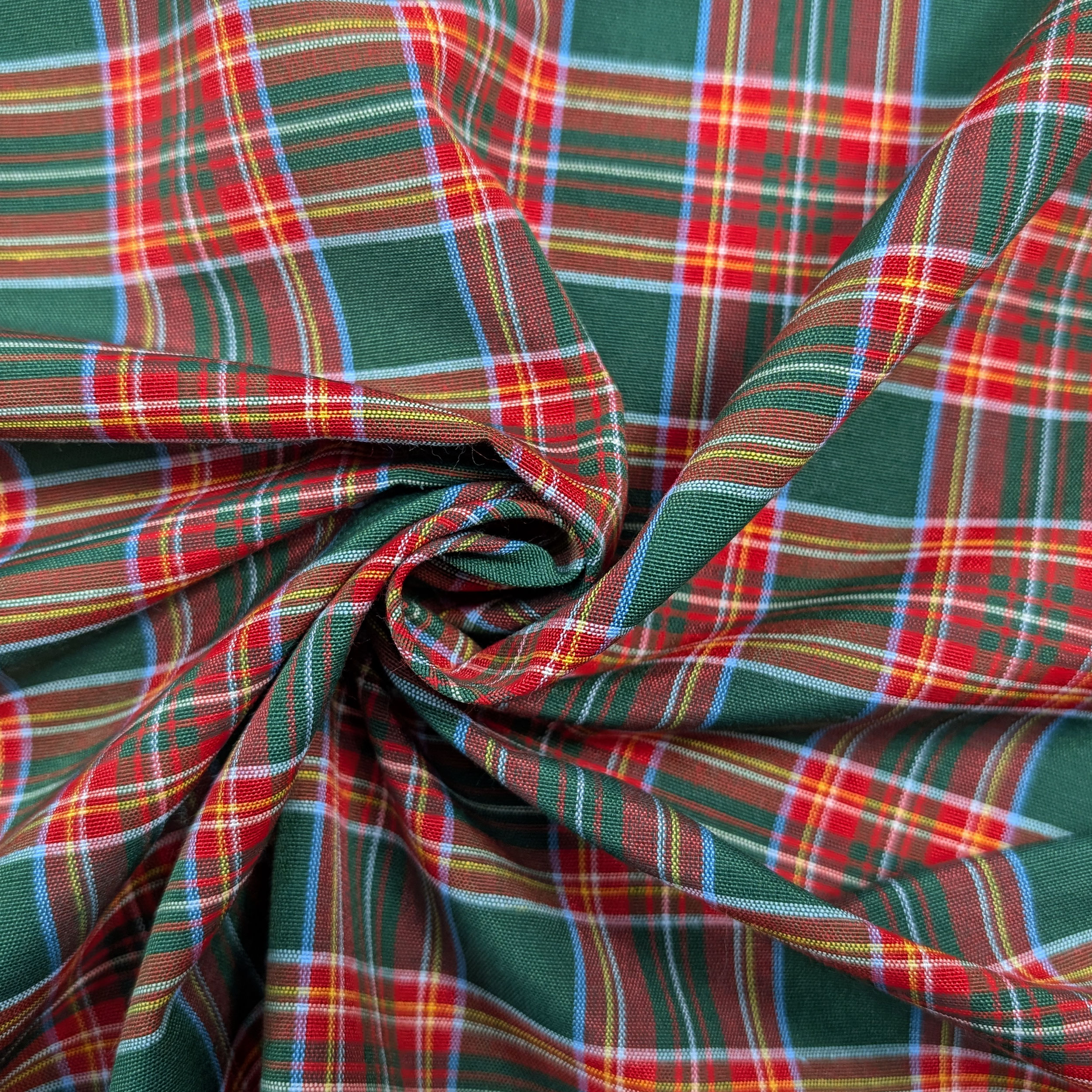 Tessuto Tartan Medio Quadri Verde Rosso Image
