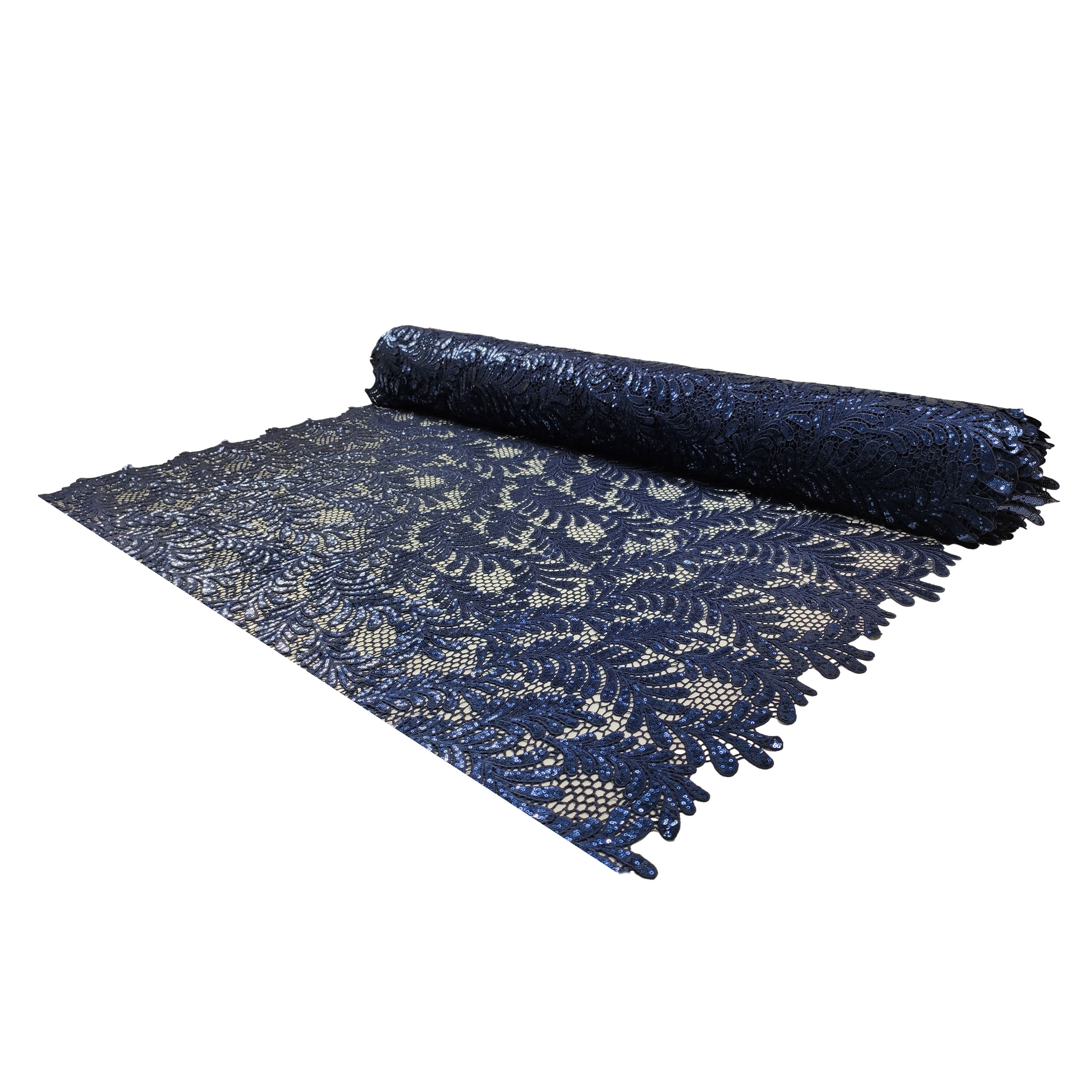 Macramè Doppio Smerlo Paillettes Blu