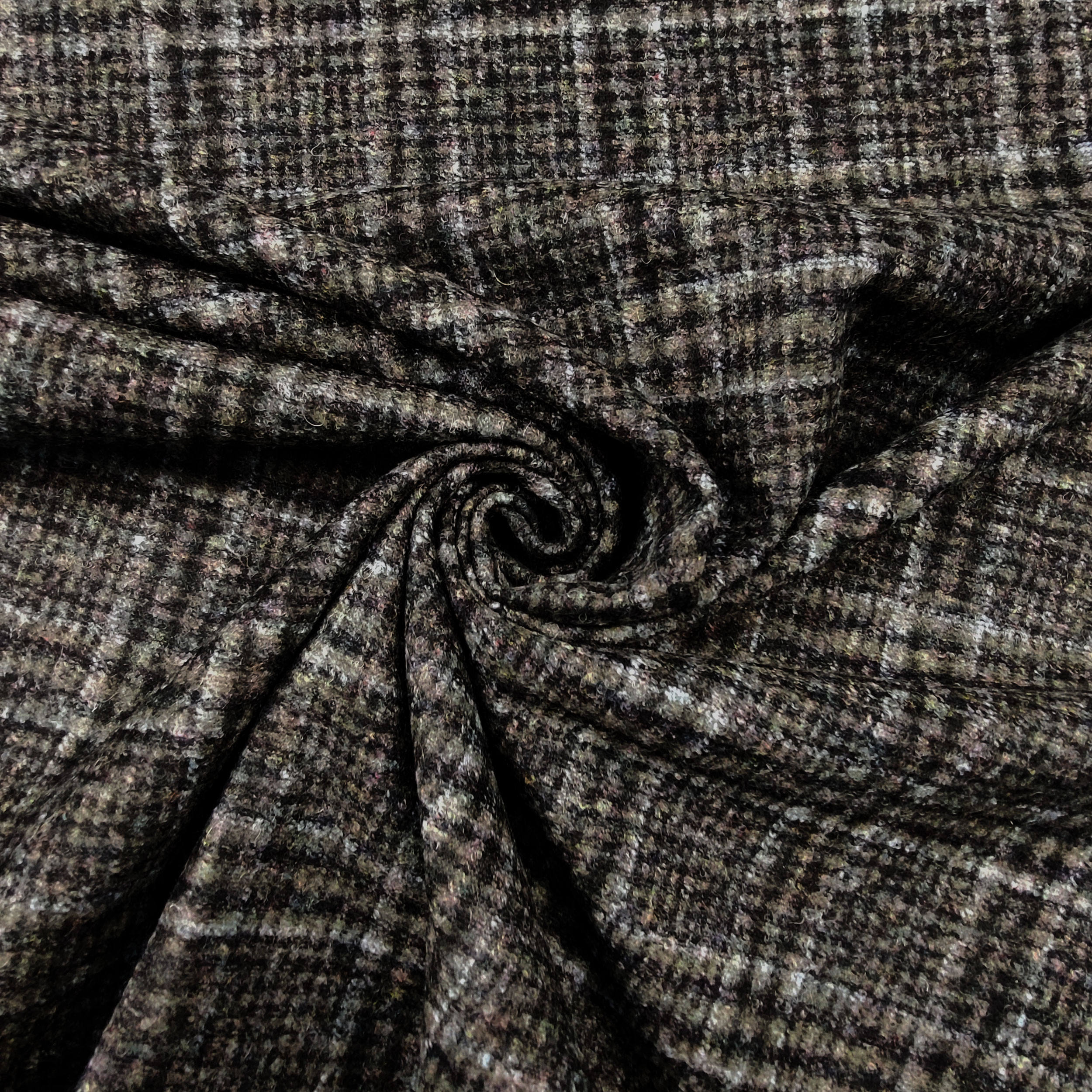 Neoprene Double-Side Tartan in Lana e Verde Militare