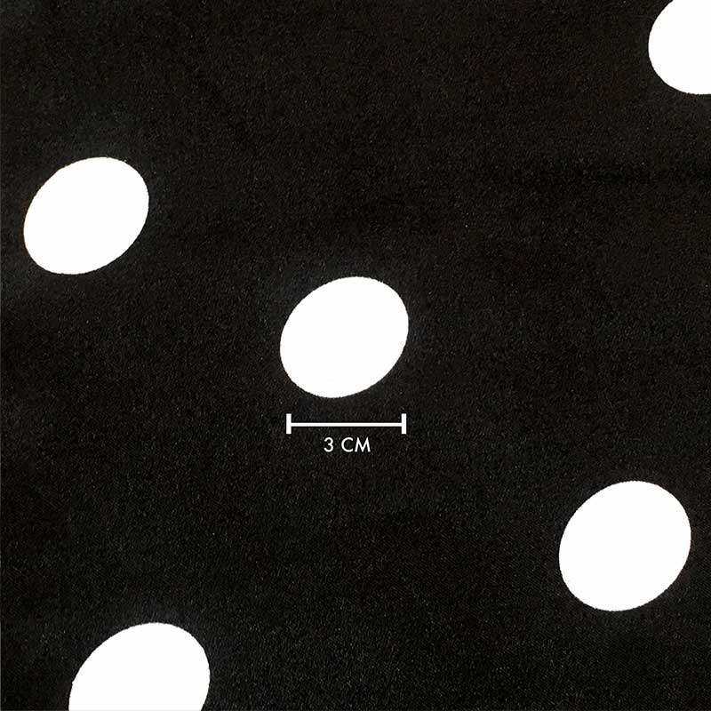 Tessuto Raso Carnevale Nero a Pois Image