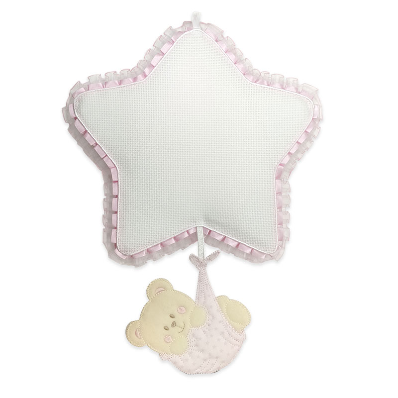 Coccarda Stella con Orsetto Neonato Rosa
