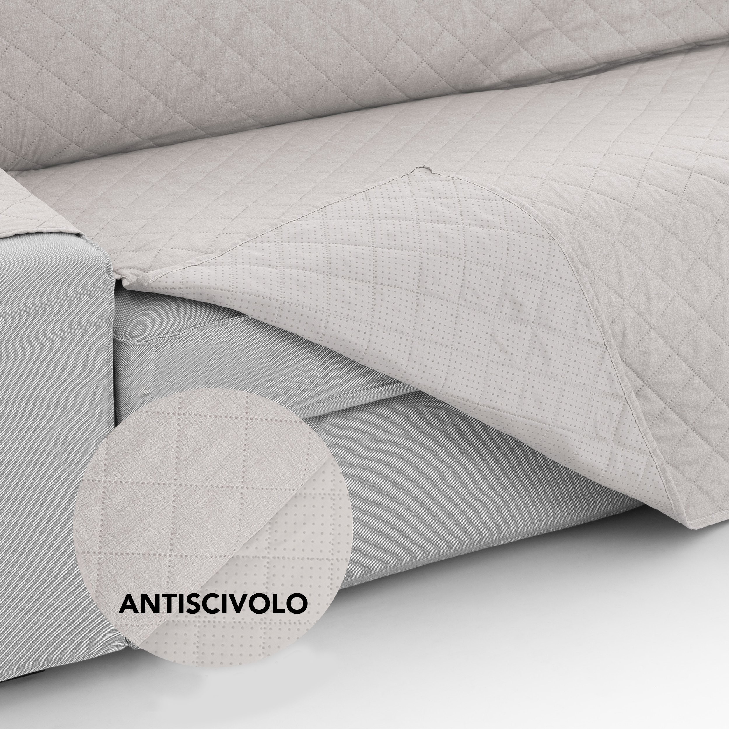 Copridivano Trapuntino Melange Antiscivolo Beige