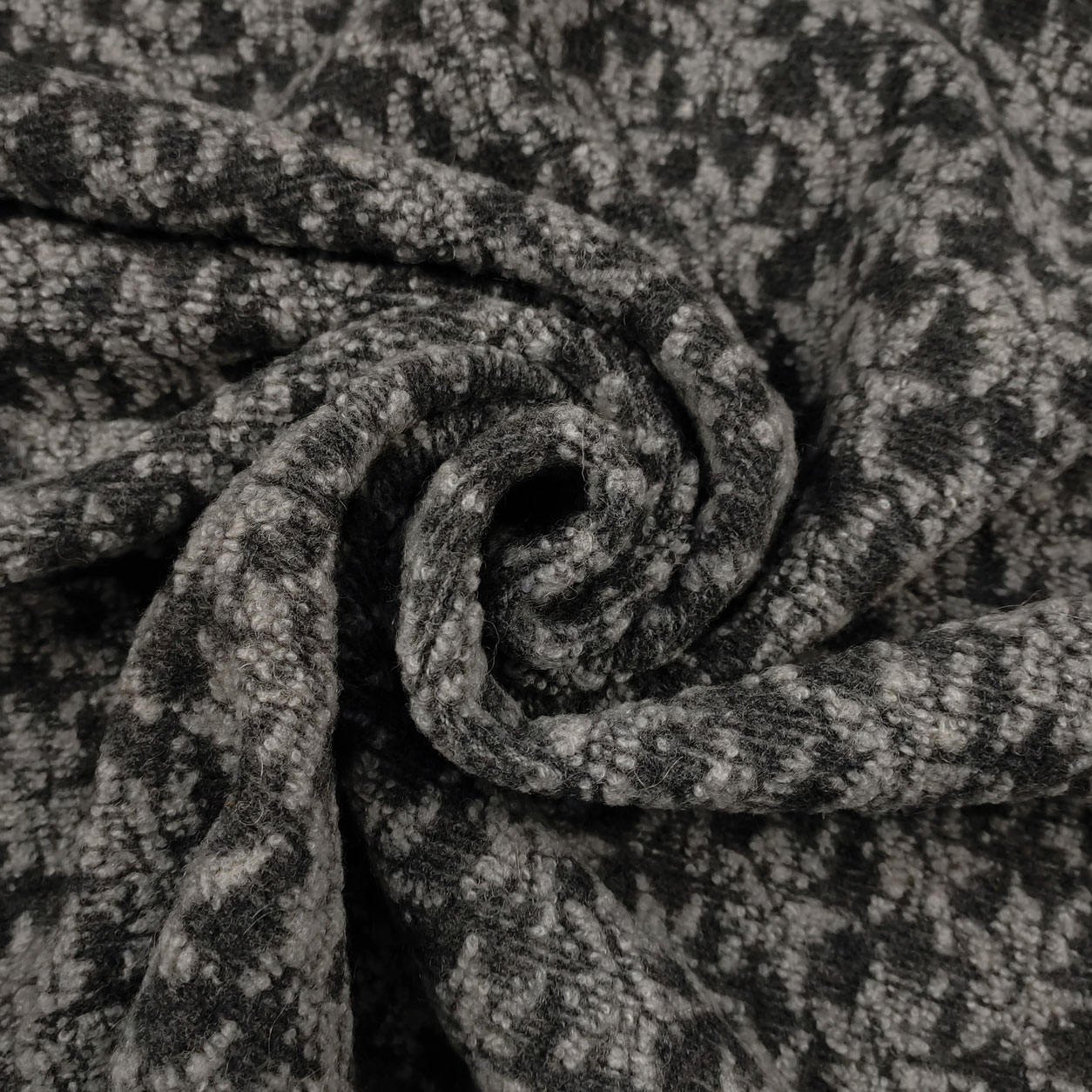 Tessuto misto lana cappotto fantasia astratta grigio