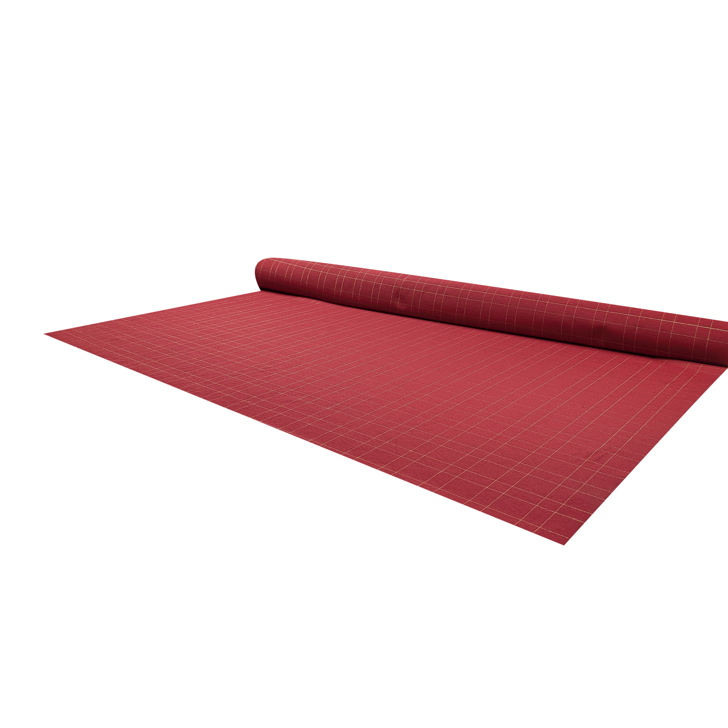 Misto Cotone Natalizio Rosso Righe Oro Lurex Image
