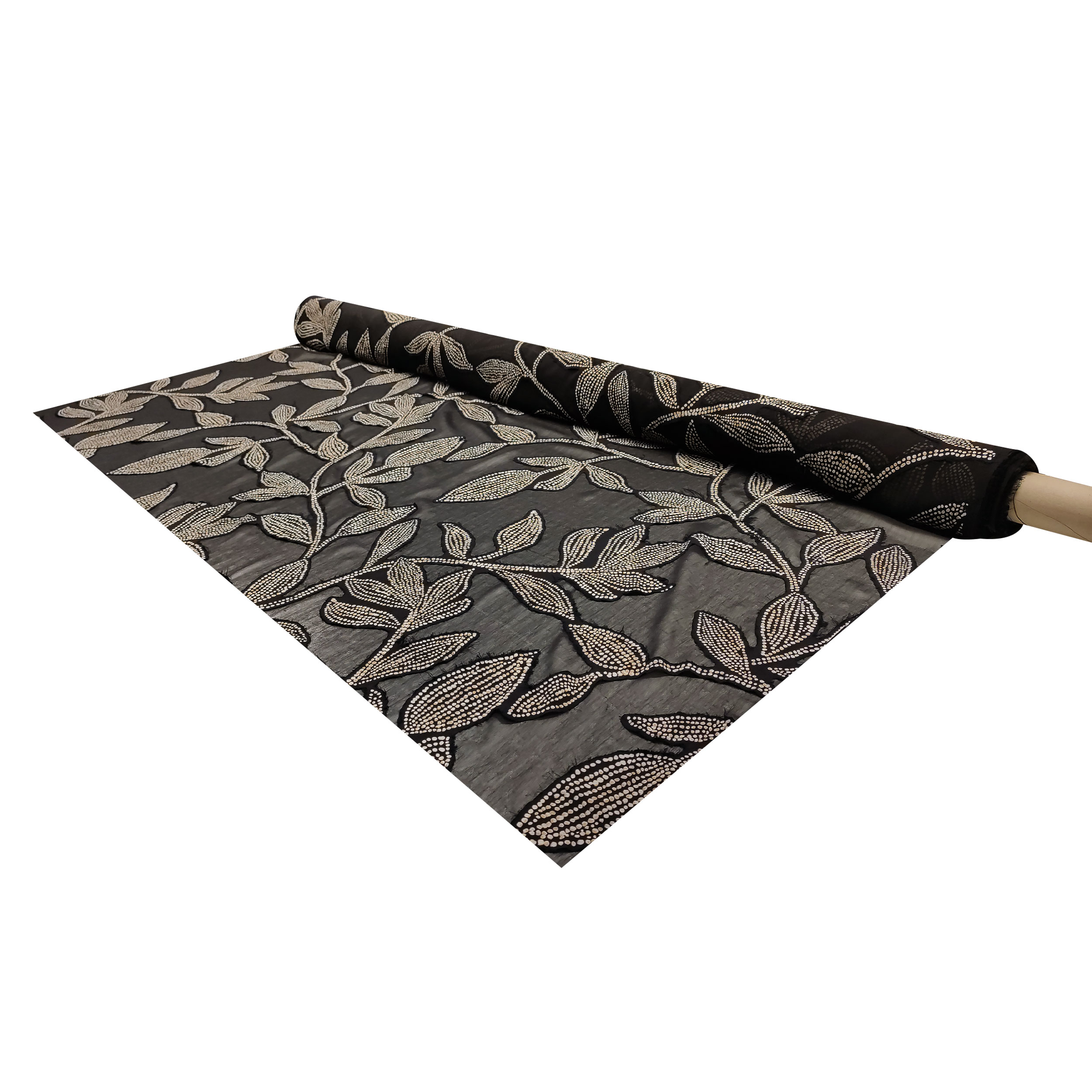 Voile Fantasia Foglie Devorè Beige