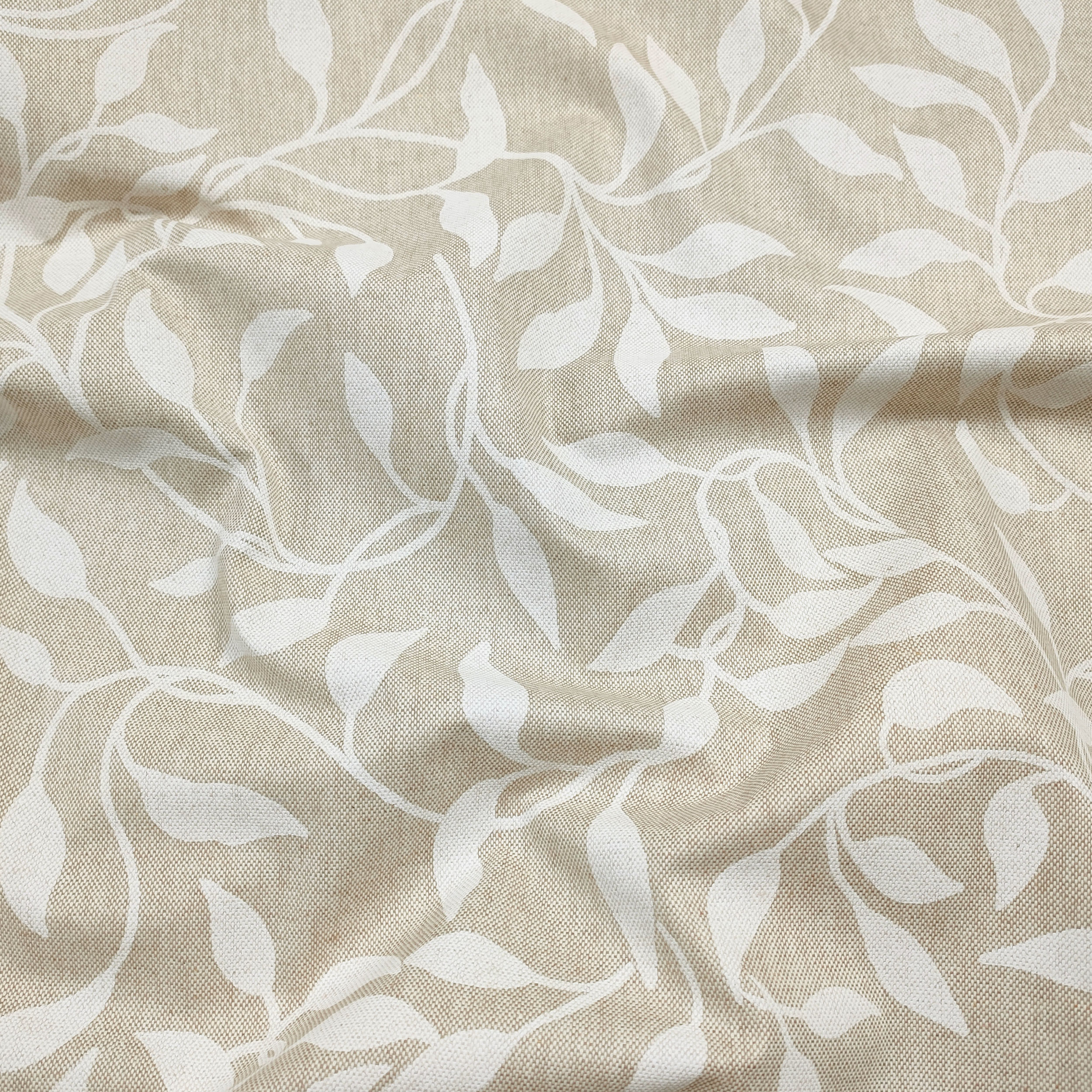 Tessuto per Tovaglia Cotone Foliage Bianco