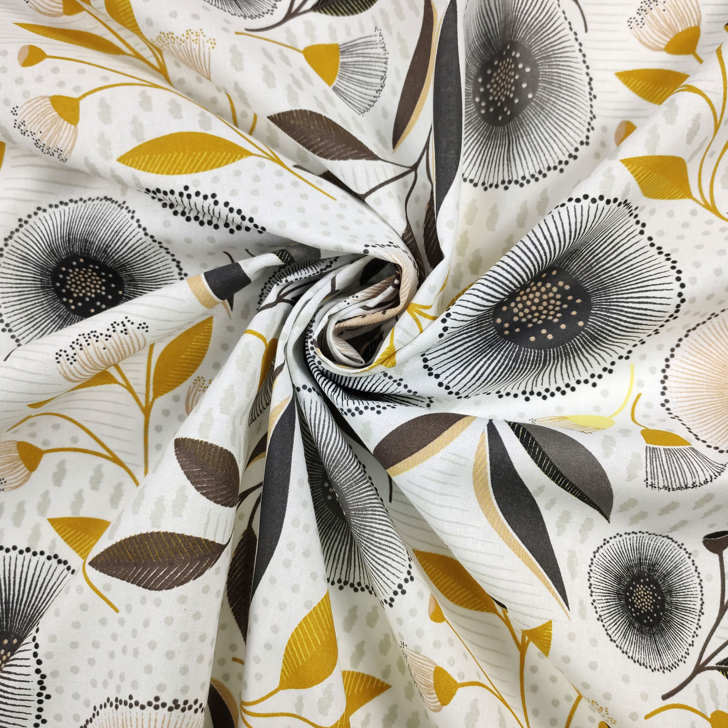 Cotone con Fiori Toni Marroni