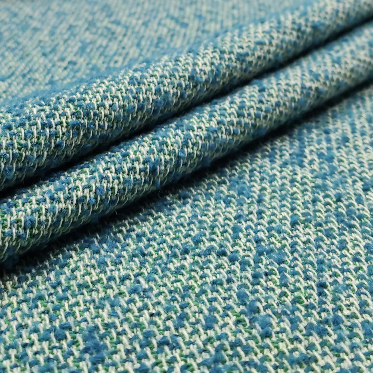 Tessuto Maglia Blu e Verde Melange