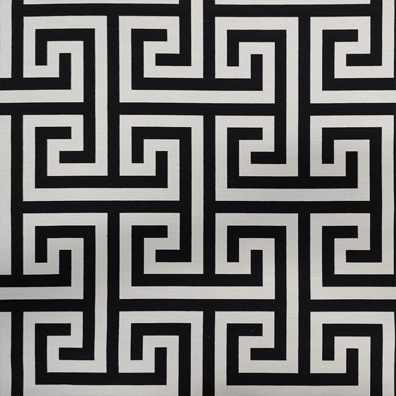 Tessuto Jacquard Geometria Greca Bianco e Nero