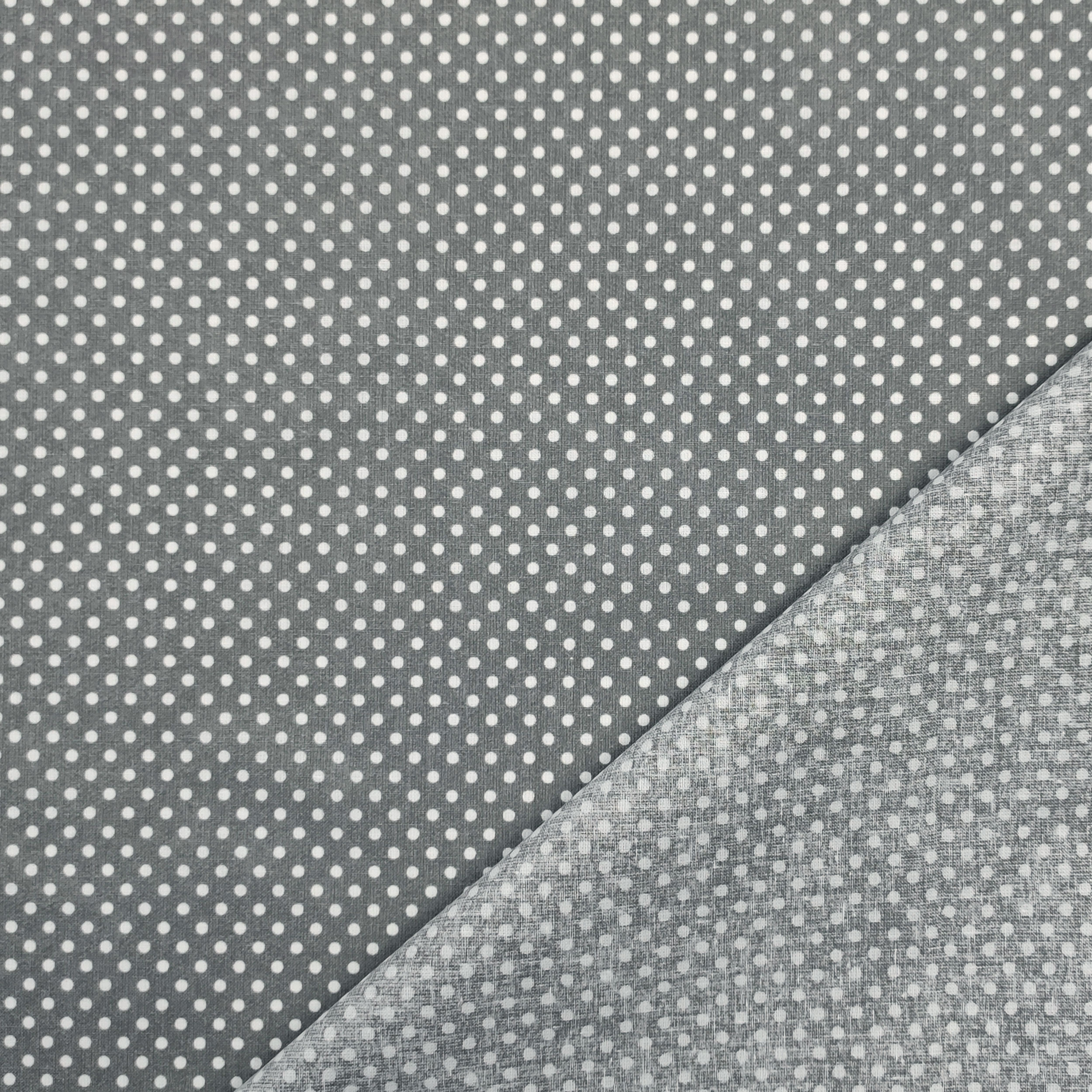 Tessuto Cotone Grigio Pois Bianchi Image