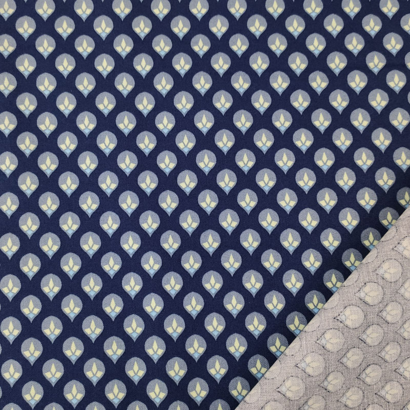 Leggero tessuto di cotone gocce di rugiada blu