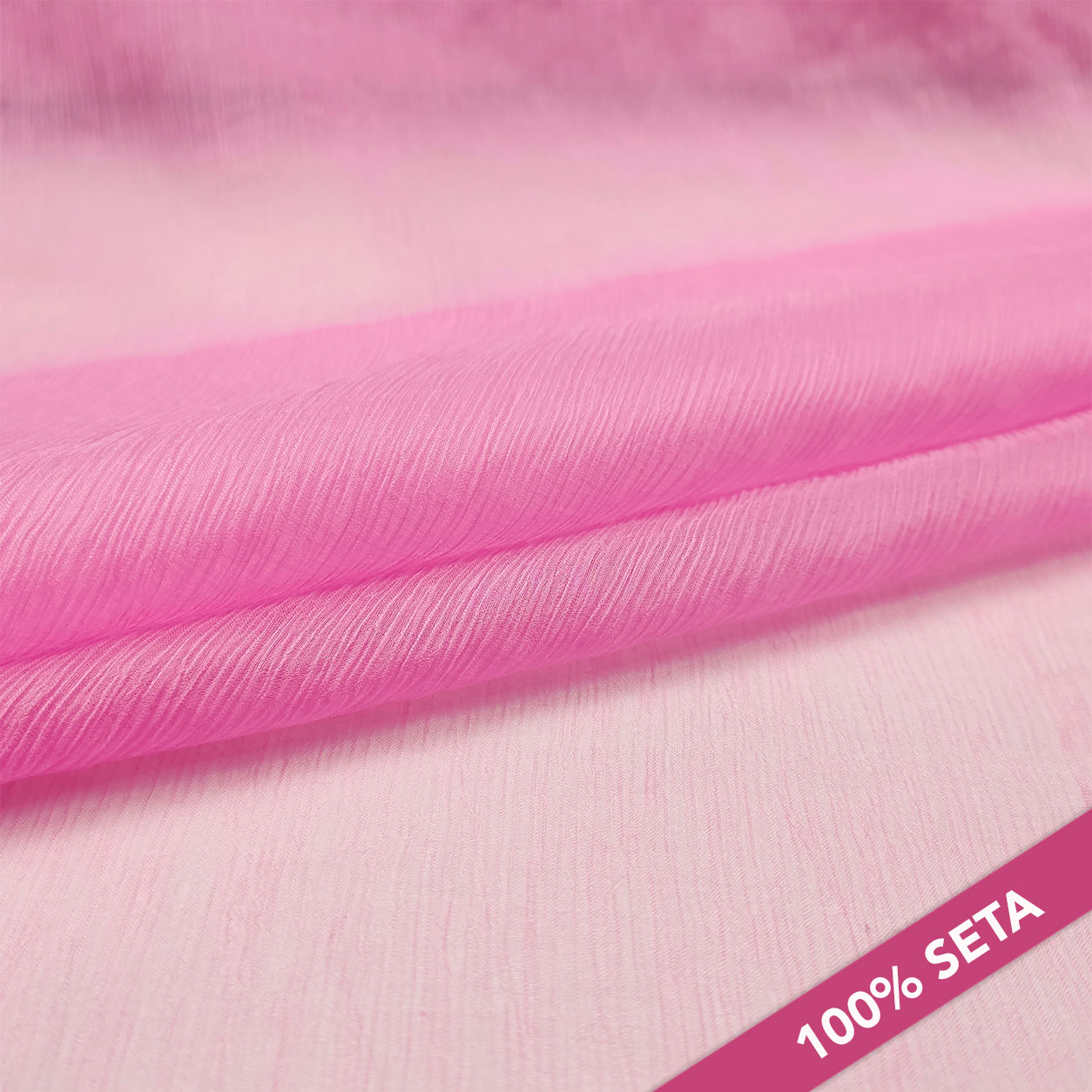 Tessuto Chiffon Seta Tinta Unita Rosa Image
