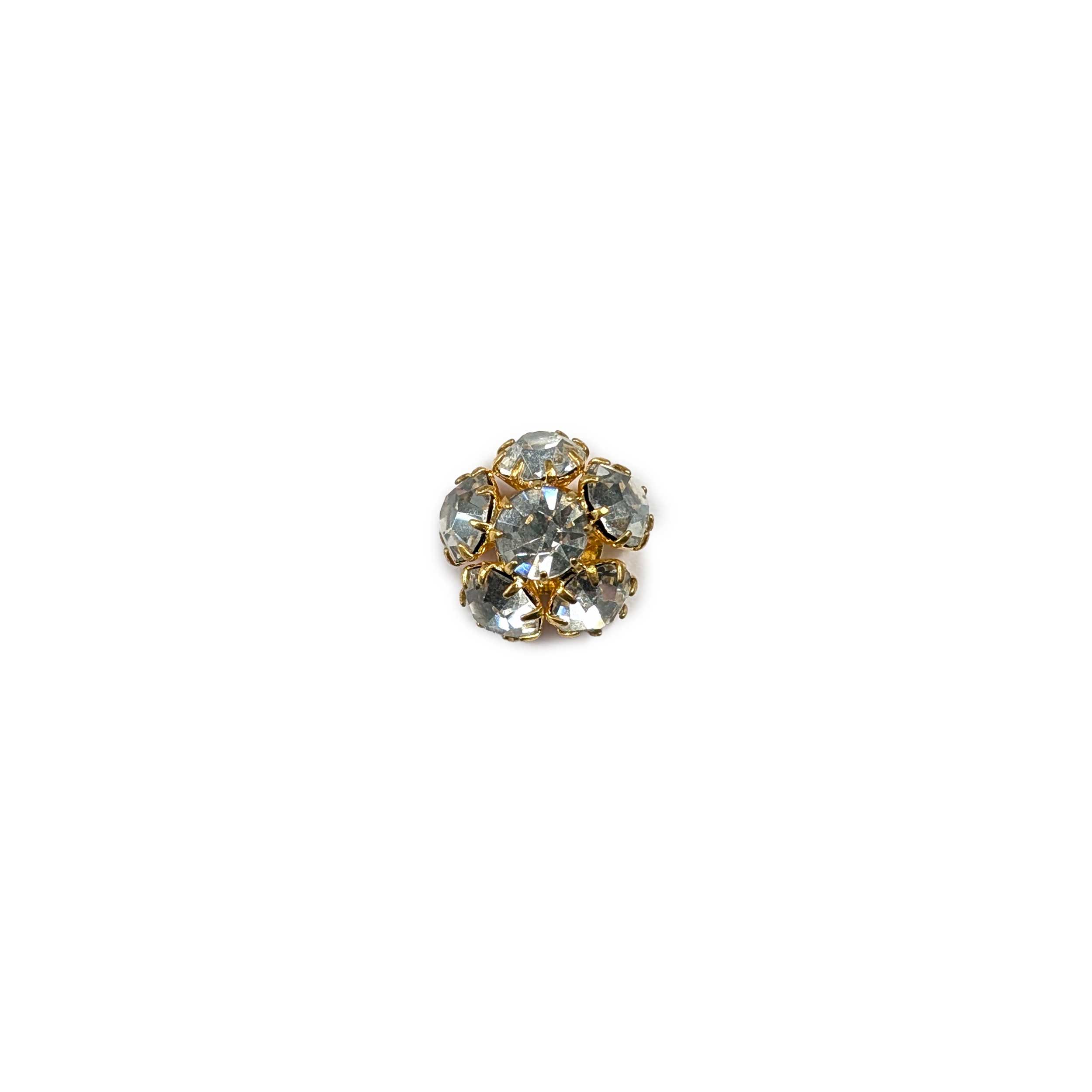 Bottone Gioiello Oro Fiore e Strass Image