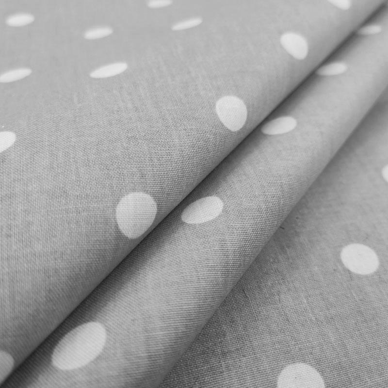 Ritaglio Cotone Pois Bianchi Sfondo Grigio 100x290 cm Image