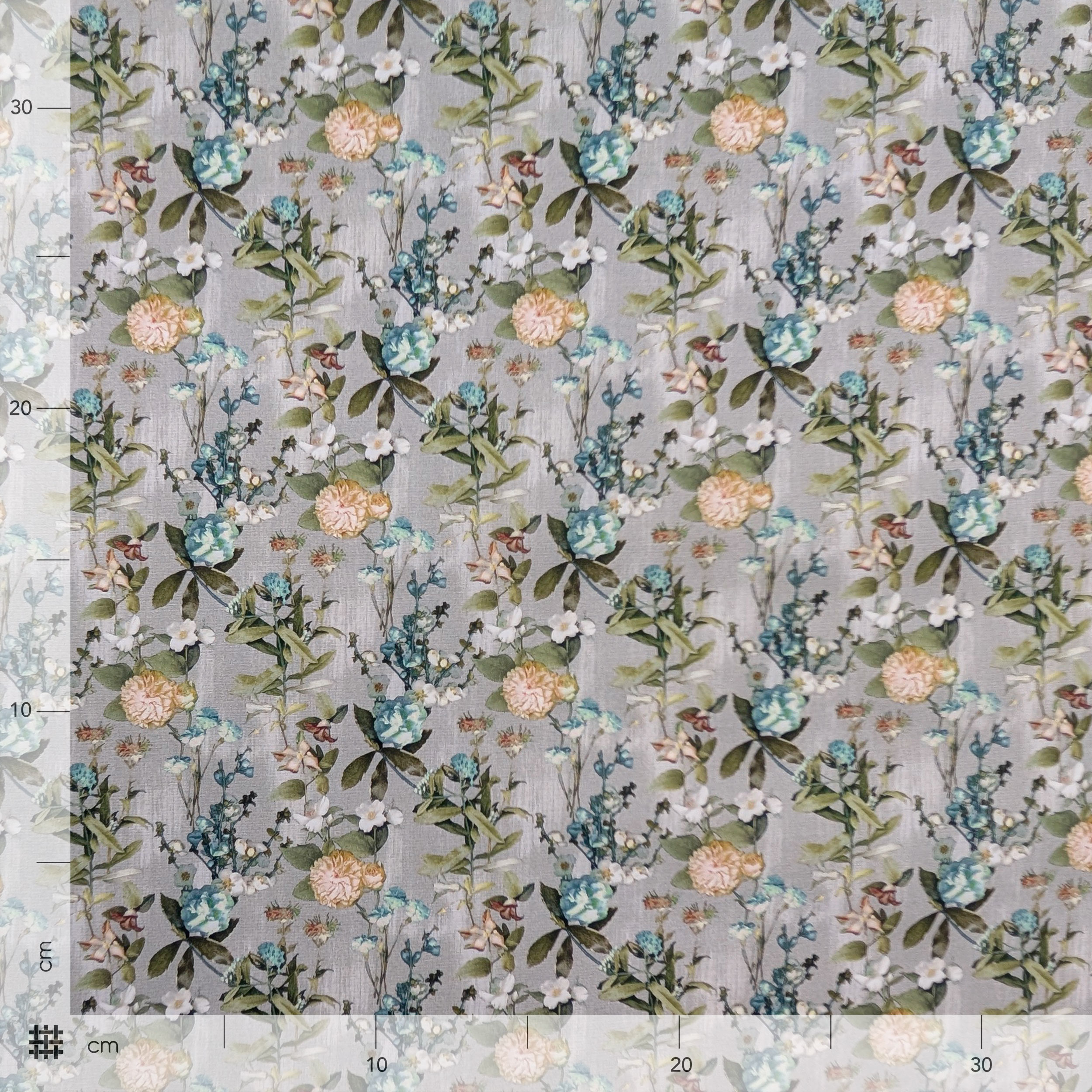Popeline Cotone Floreale Fiori Petrolio e Gialli Image