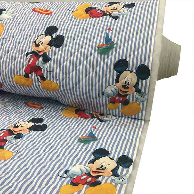 Tessuto Trapuntato Disney Cotone Topolino Sport Rotolo
