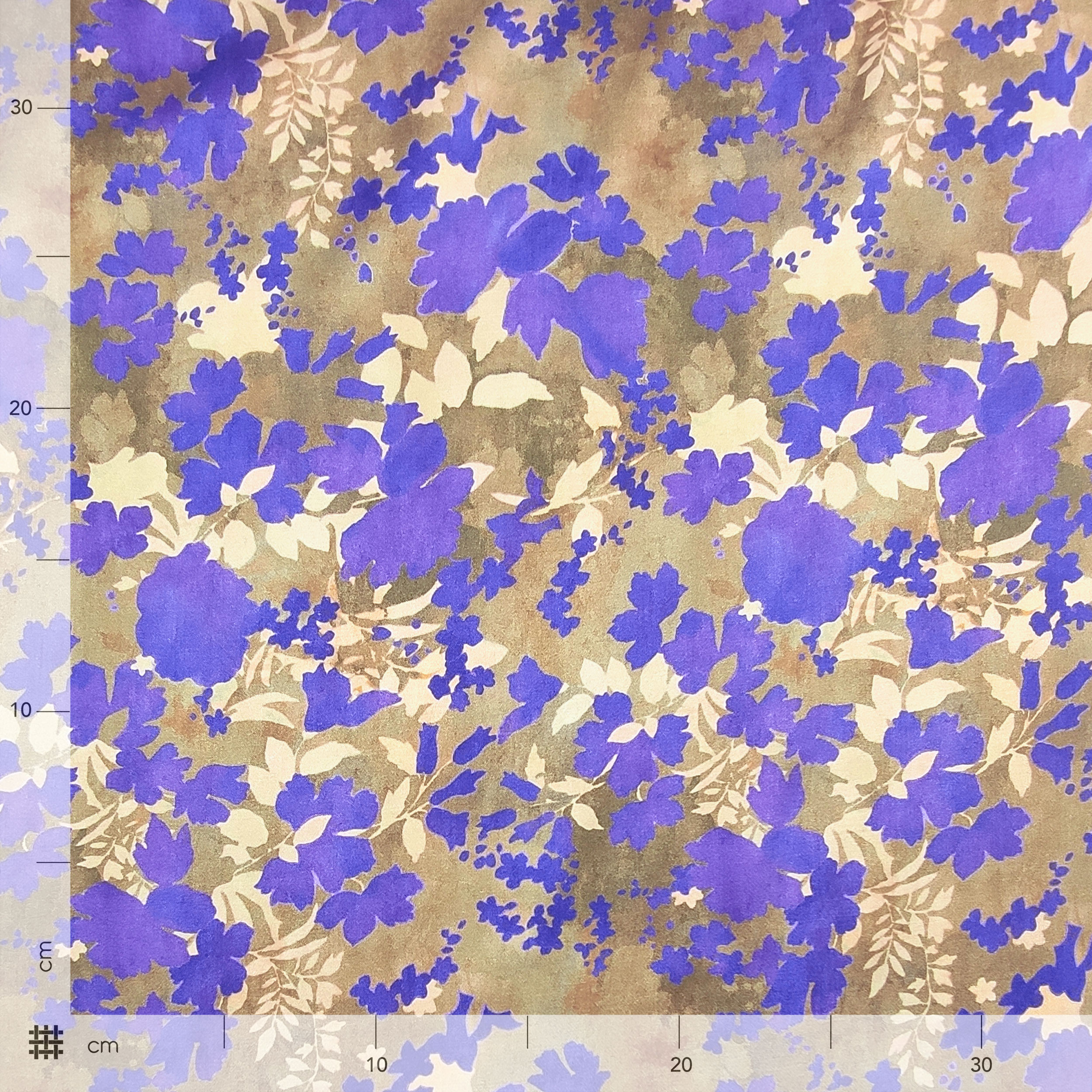 Raso Misto Seta Alta Moda Fiori Viola