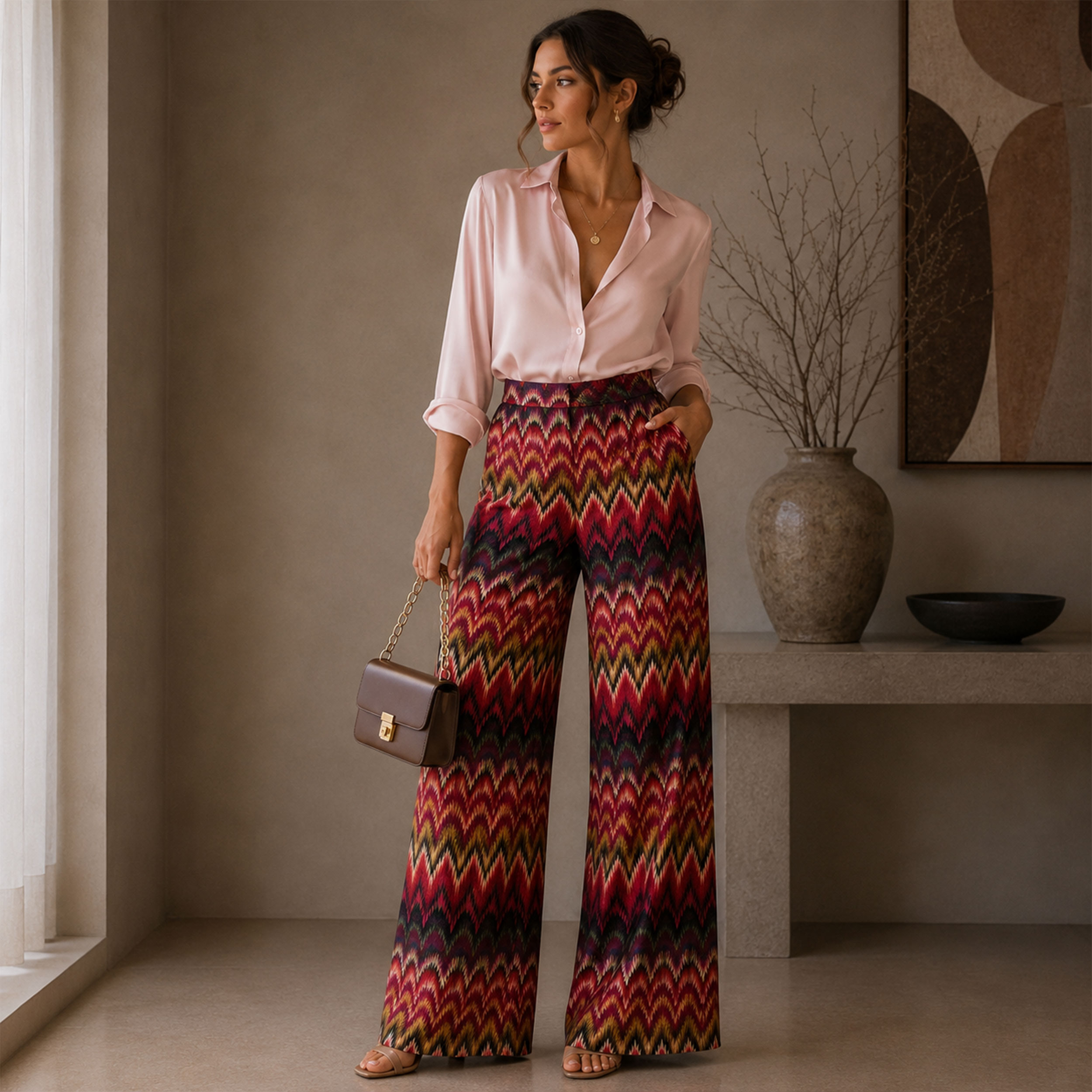 Vellutina Setata Moda Zig Zag Multicolor Image